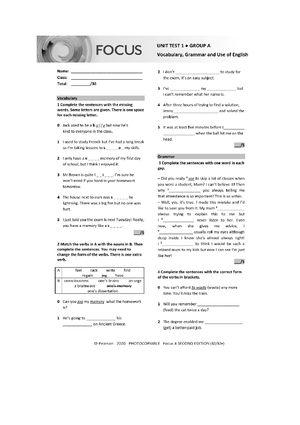 High Note 4 AK Unit Tests A - Unit Tests | Answer Key GROUP A UNIT TEST ...