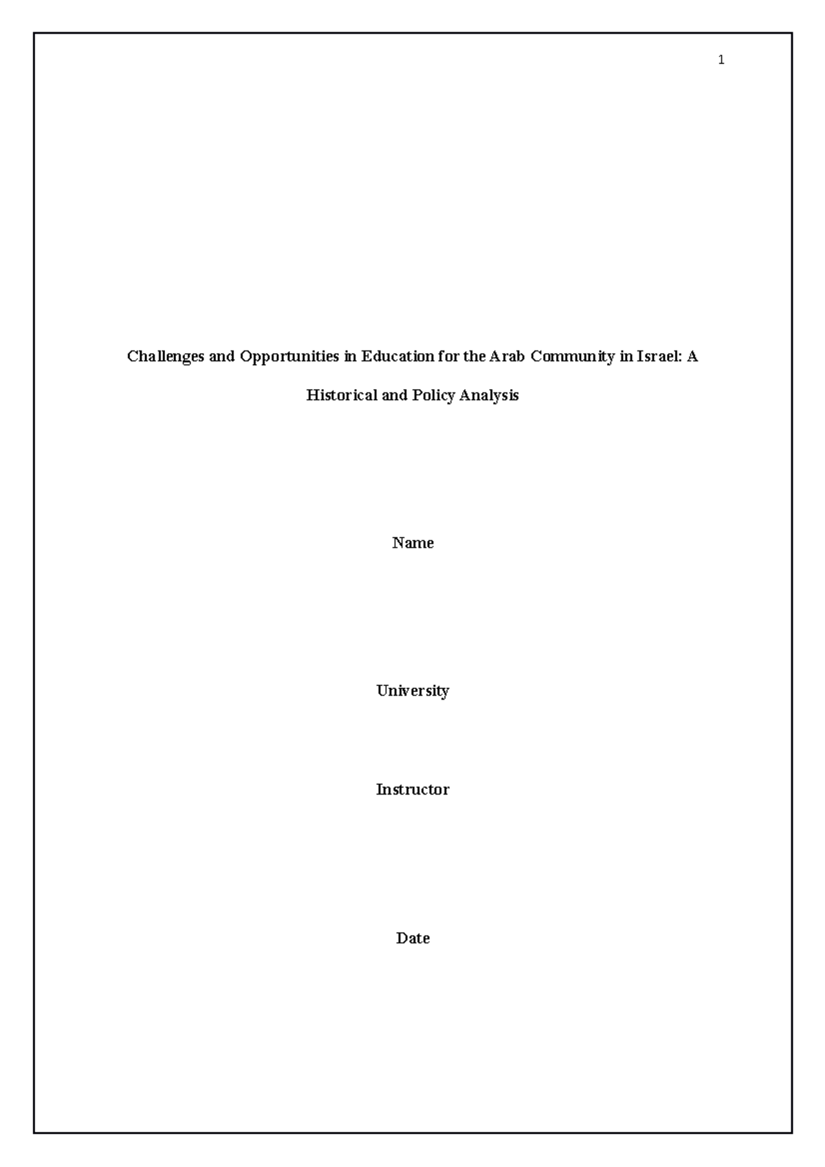Challenges and Opportunities in Education for the Arab Community in ...