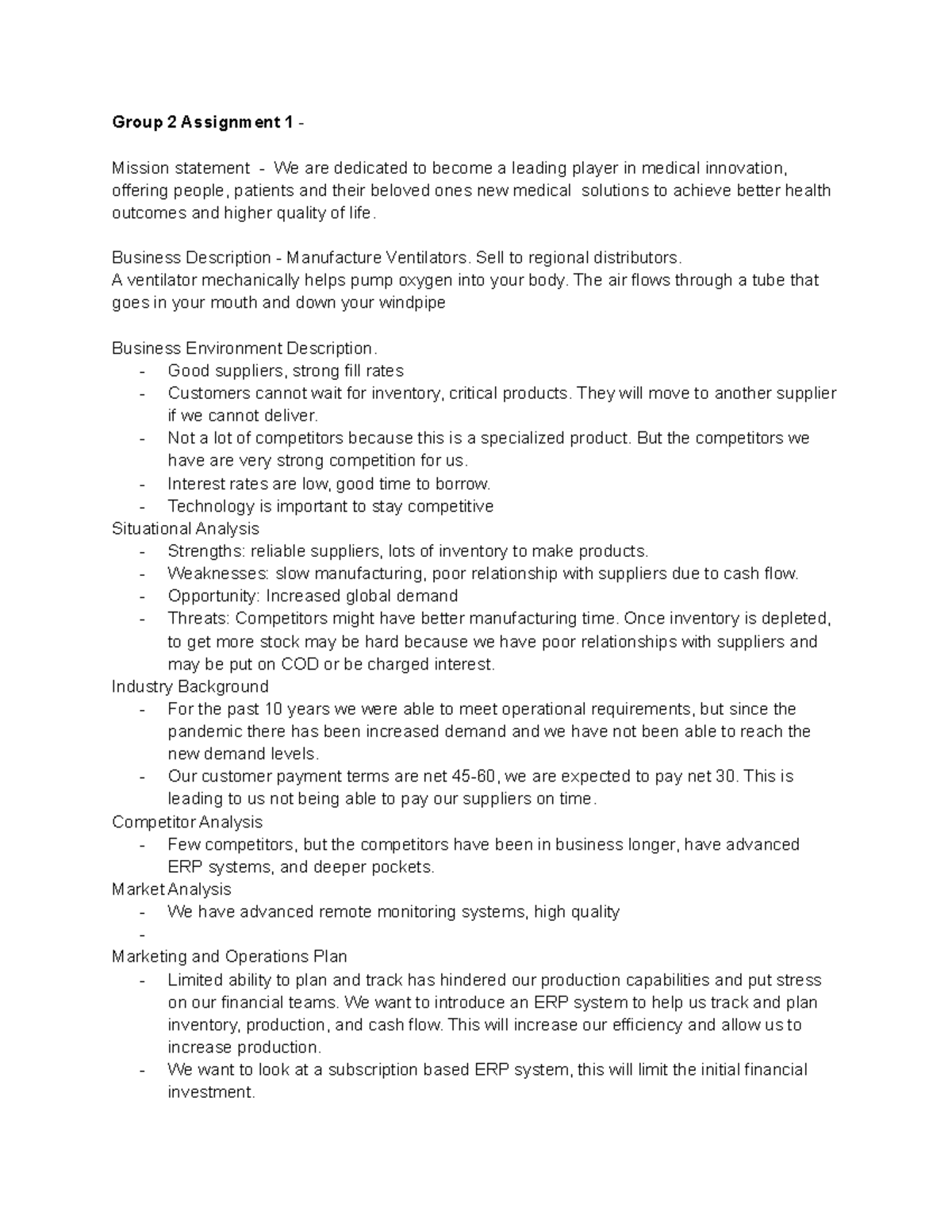 Copy of Group 2 Assignment - Group 2 Assignment 1 - Mission statement ...