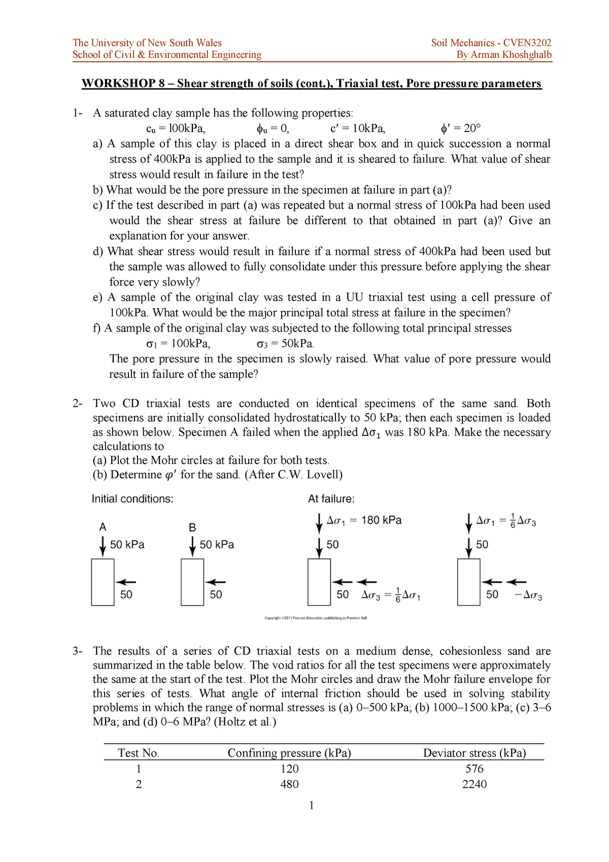 Week 9 - Week 9 Tutorial Qs - School of Civil & Environmental ...