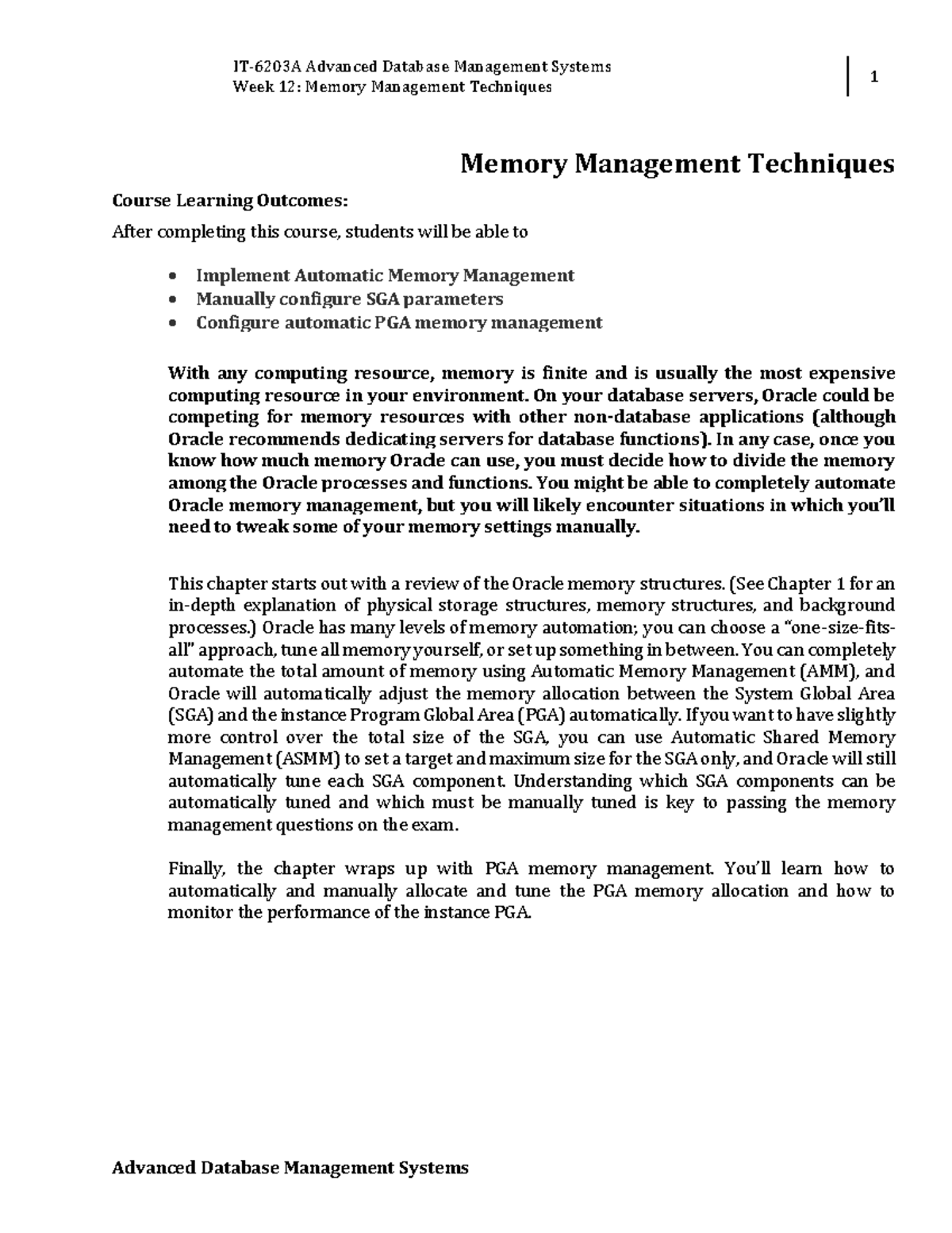 W12 - Memory Management Techniques - Week 12: Memory Management ...