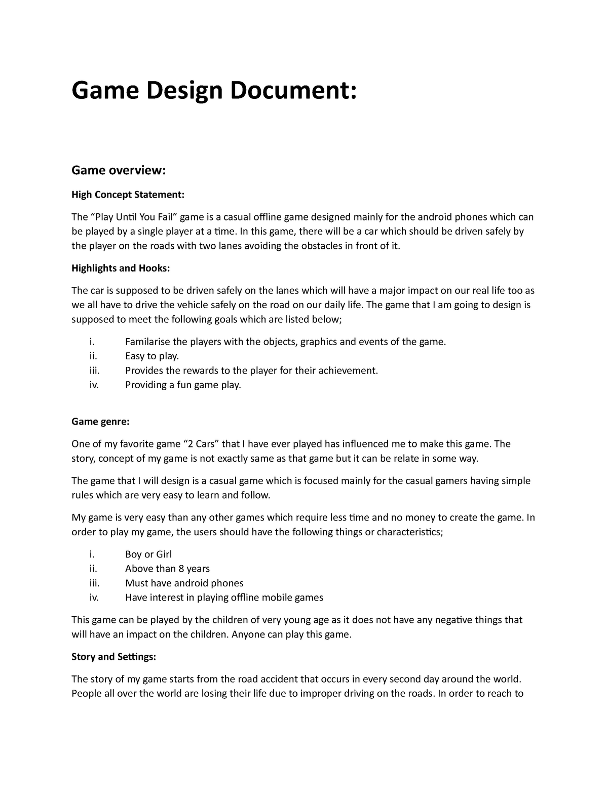 personal statement for game development
