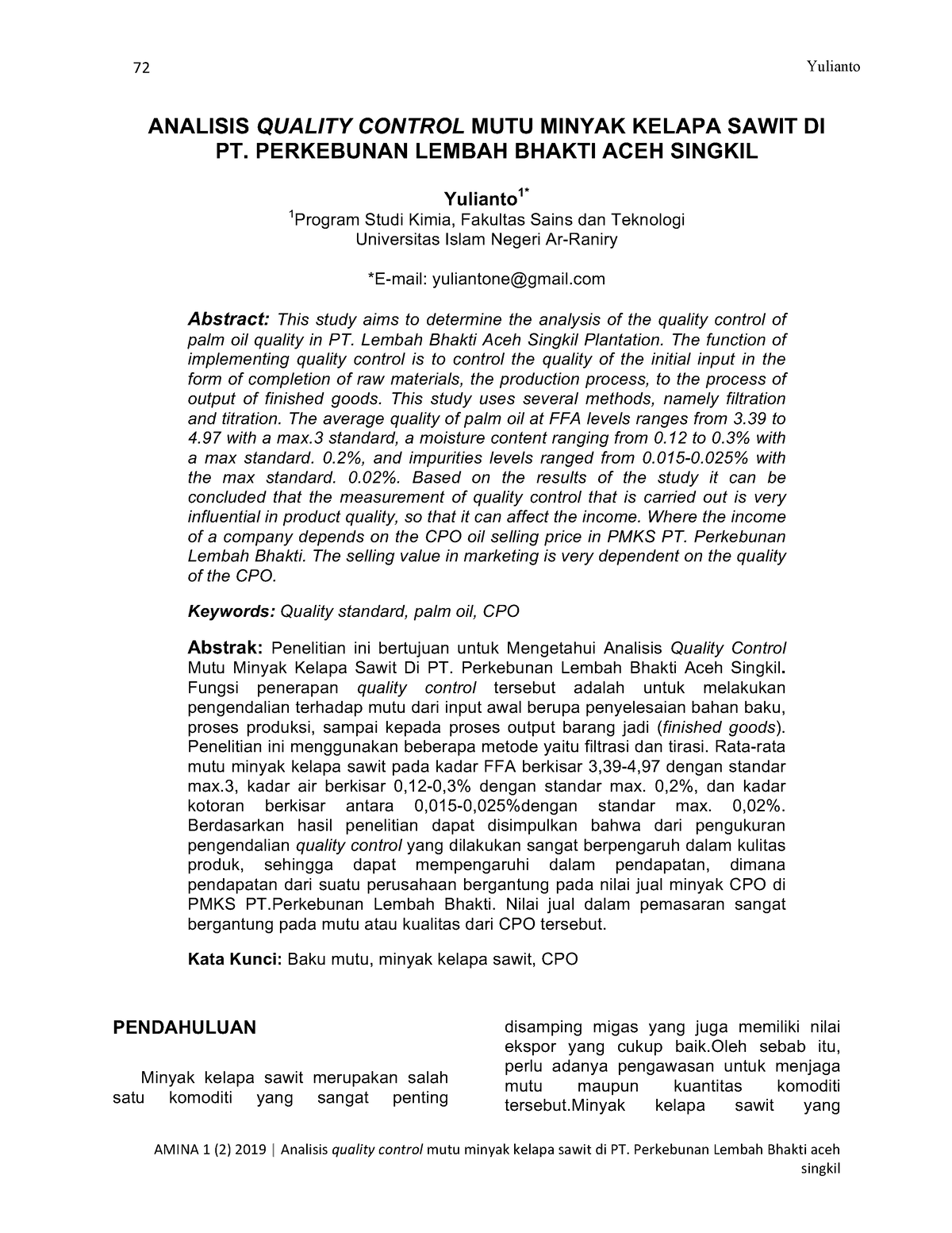 Analisis Quality Control MUTU Minyak-1-2 - Yulianto AMINA 1 (2) 2019 ...