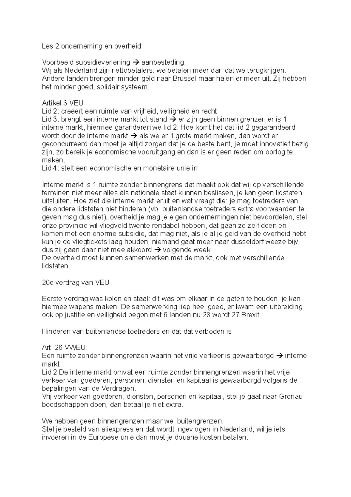 Leren Overheid 2019 - Les 2 Onderneming En Overheid Voorbeeld ...