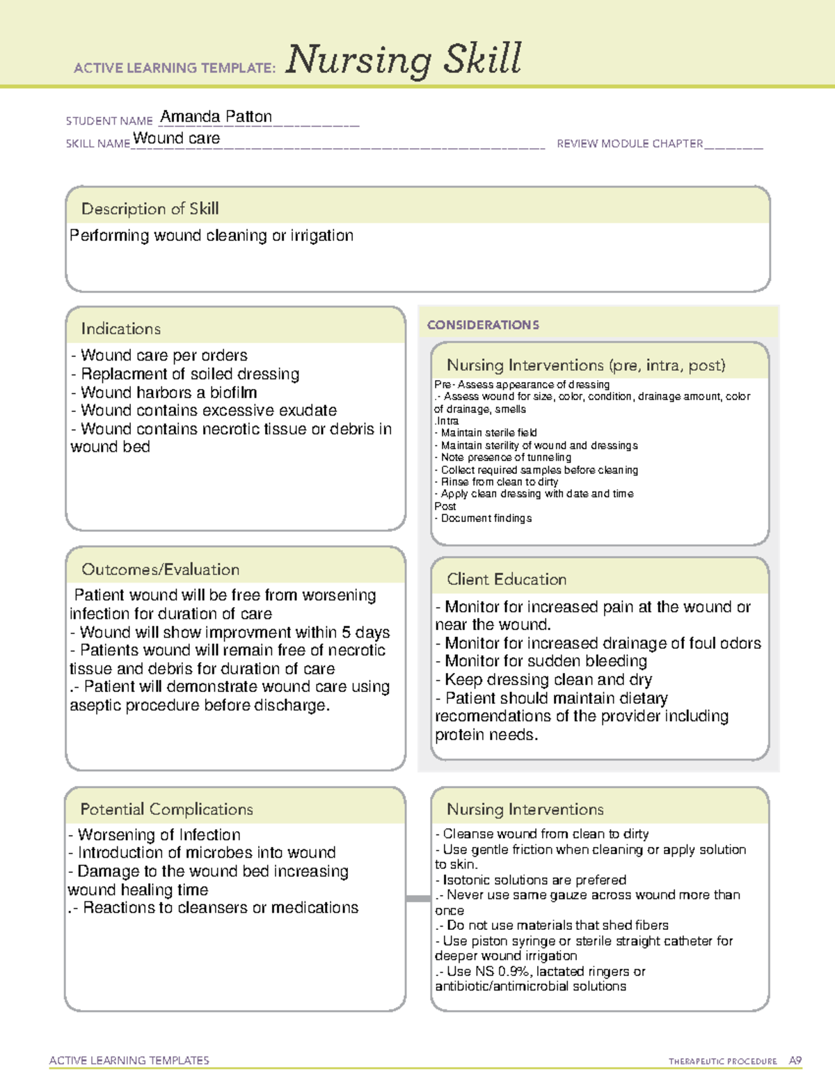 Nursing skill for practice A - ACTIVE LEARNING TEMPLATES TherapeuTic ...