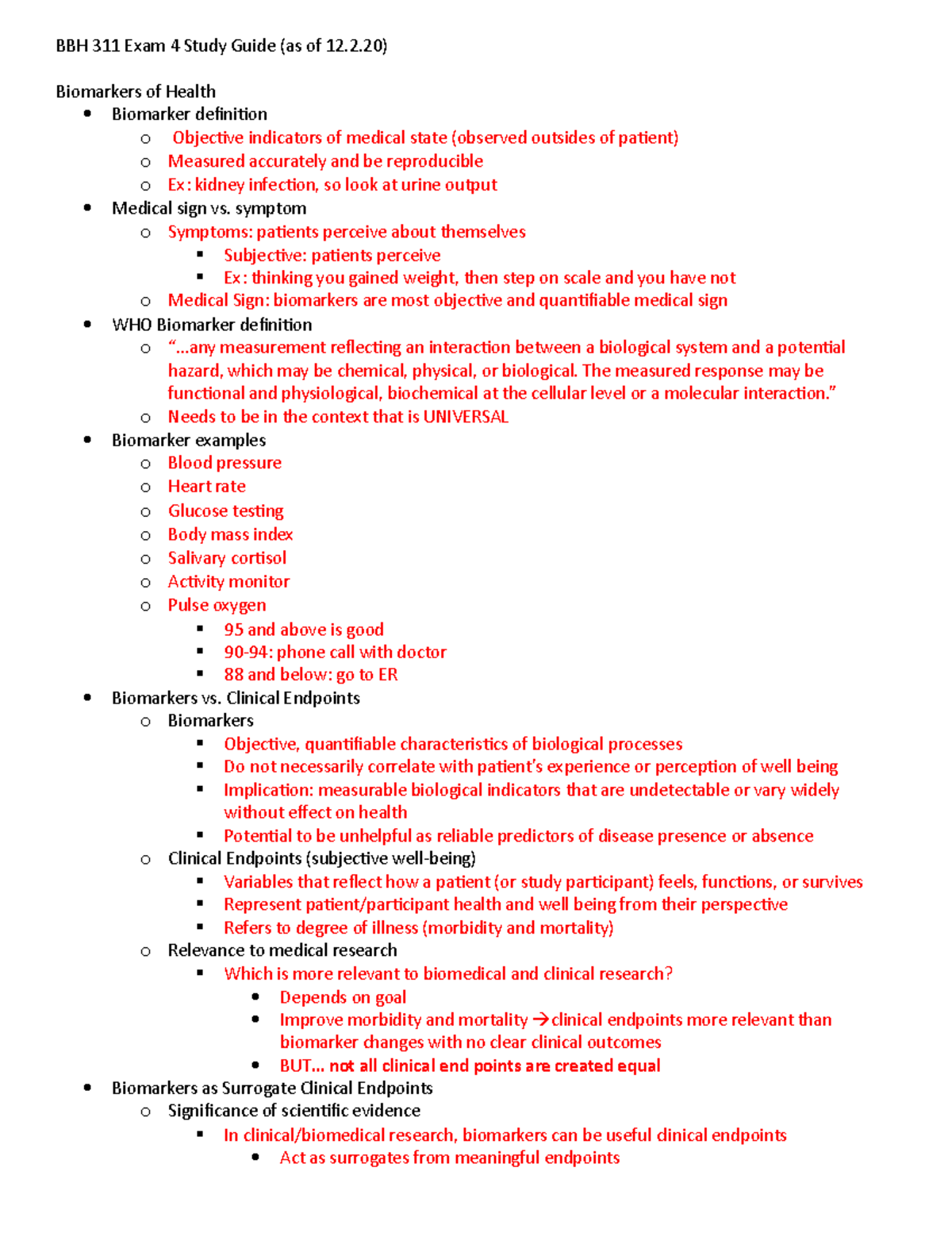 BBH 311 Exam 4 Study Guide Fall 2020 - BBH 311 Exam 4 Study Guide (as ...