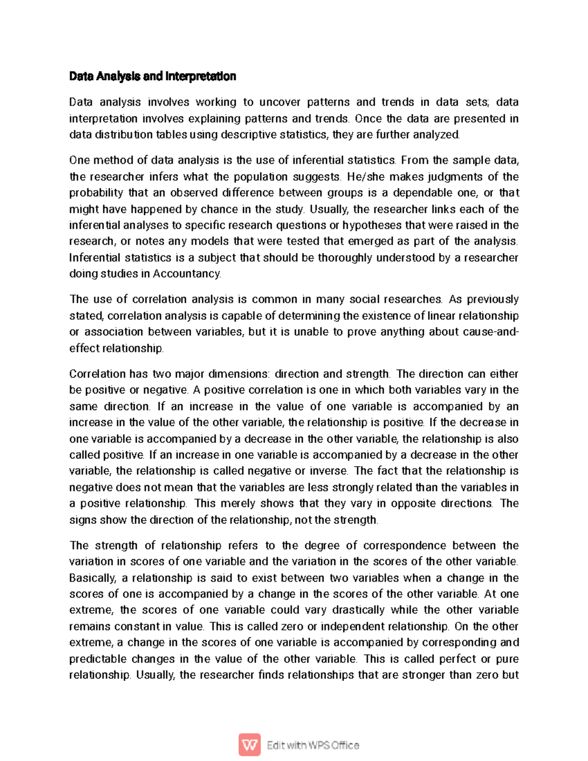 Data Analysis and Interpretation - Once the data are presented in data ...