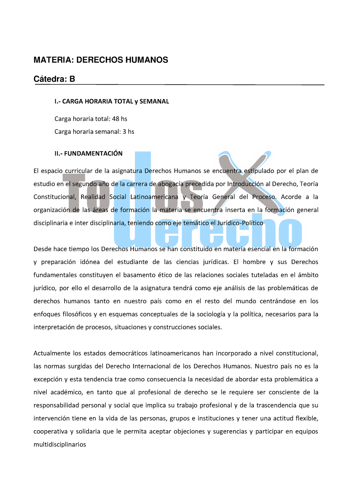 11.B-Derechos Humanos Mons Lugones - MATERIA: DERECHOS HUMANOS Cátedra ...