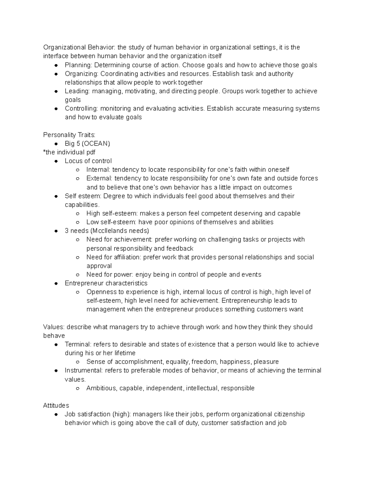 Organizational Behavior Final Review - Organizational Behavior: the ...