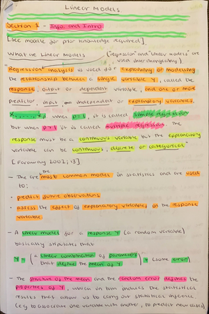 06 assessing and comparing models notes - Statistics: Linear Models 6 ...