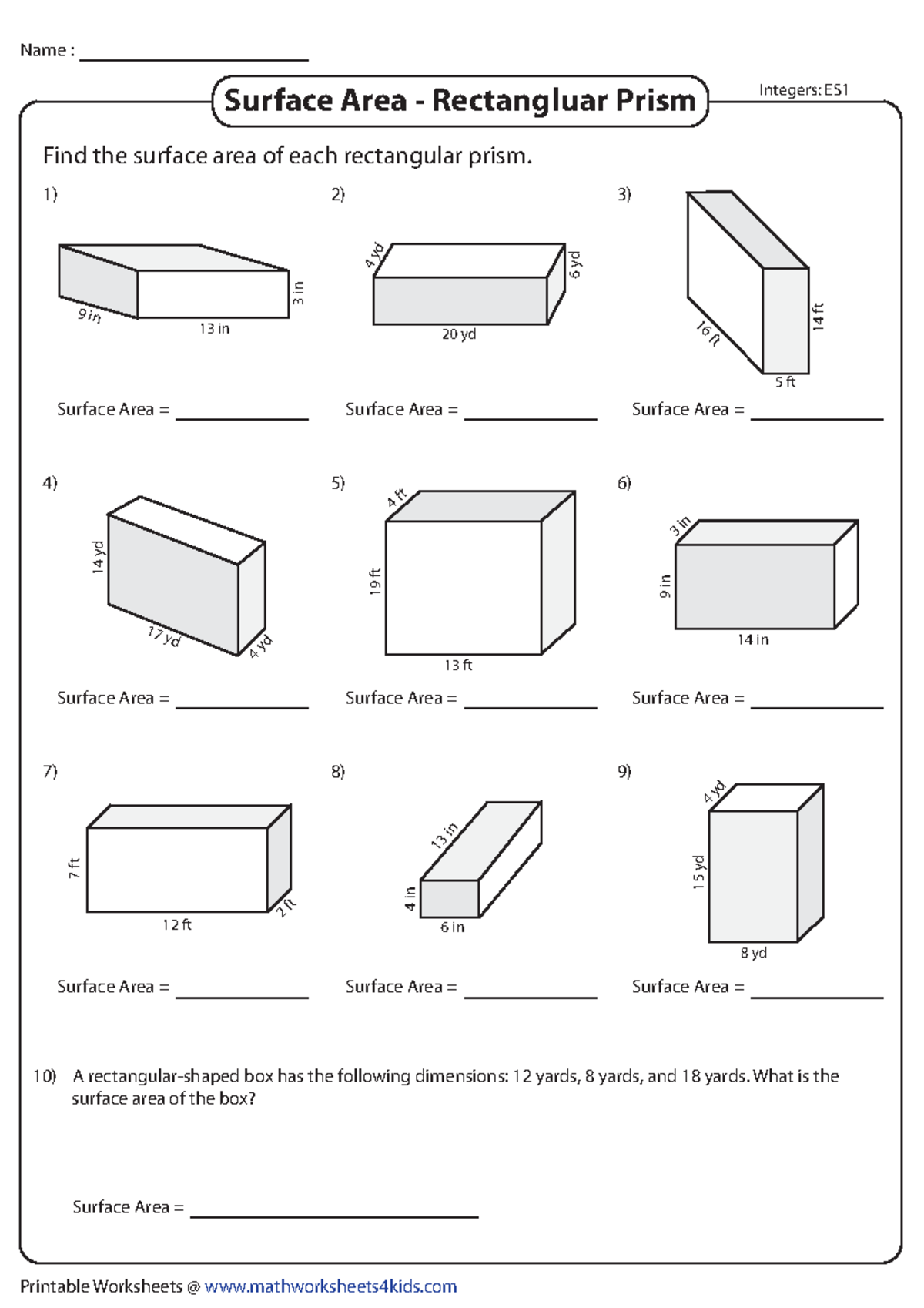 Easy1 10) A rectangularshaped box has the following dimensions 12