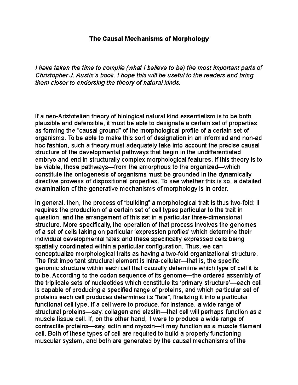 The causal mechanisms of morphology - The Causal Mechanisms of ...