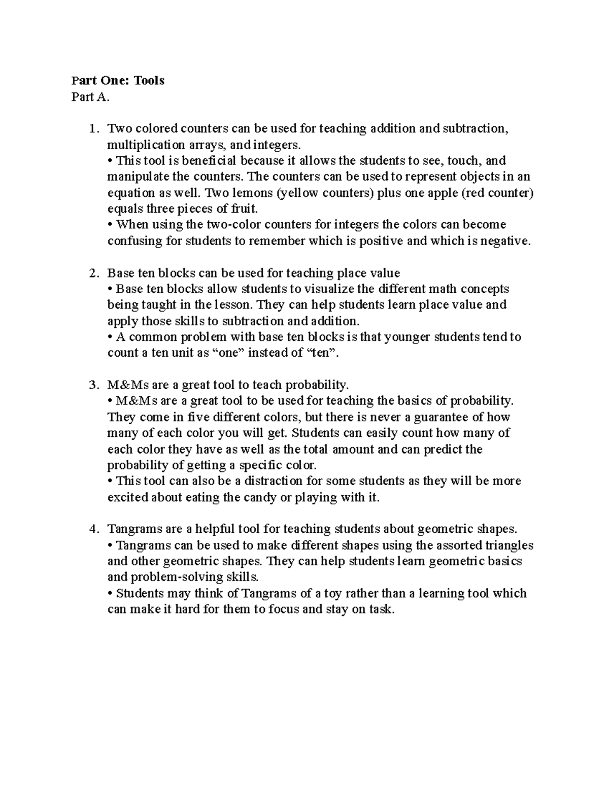 C381 TASK 1 - C381C - Part One: Tools Part A. Two colored counters can ...