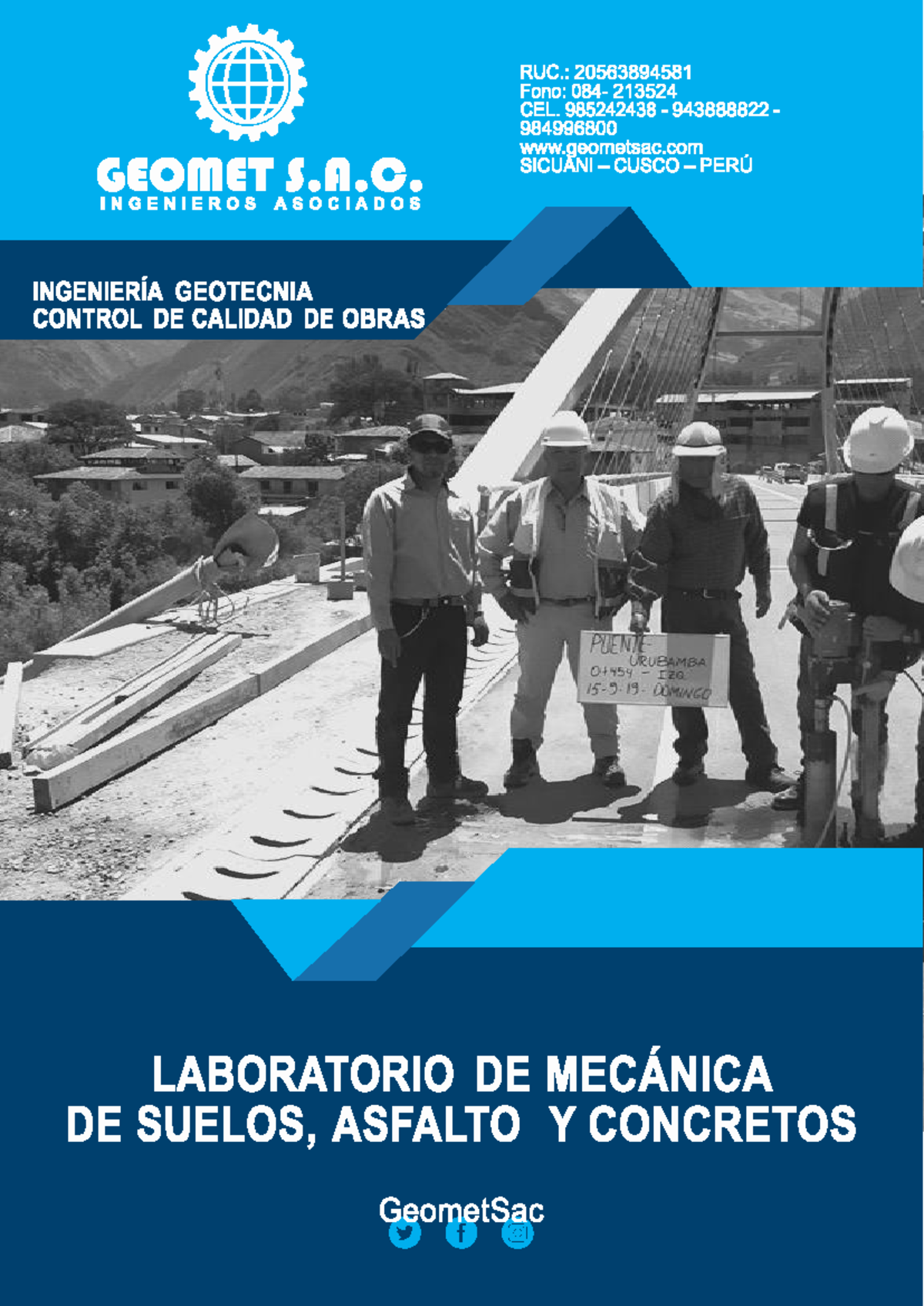 Geomet SAC - RUC.: 20563894581 Fono: 213524 CEL. 985242438 984996800 ...
