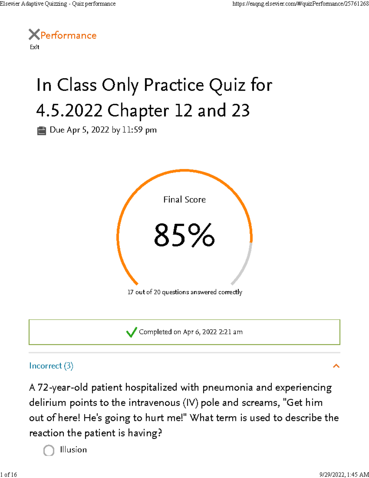 Adaptive Quizzes Exit Performance In Class Only Practice Quiz For 4 5 