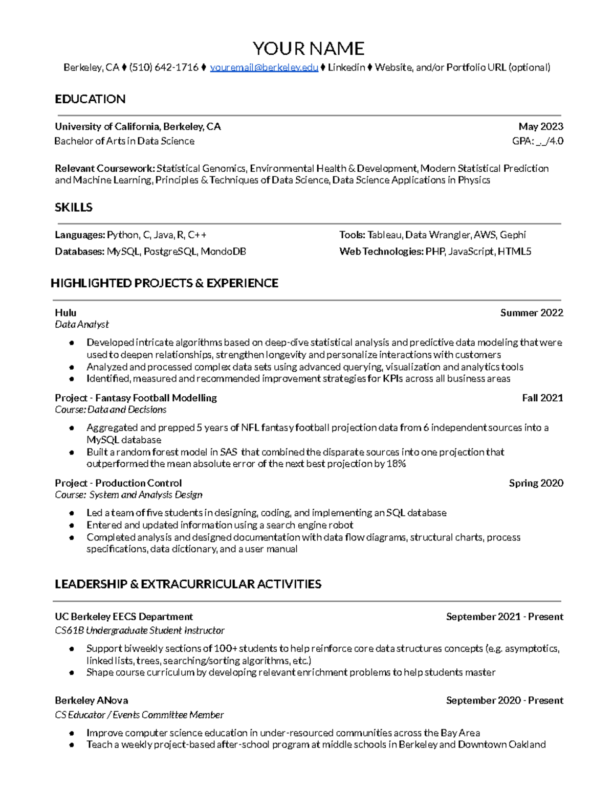 Data Science Berkeley Major - toue028
