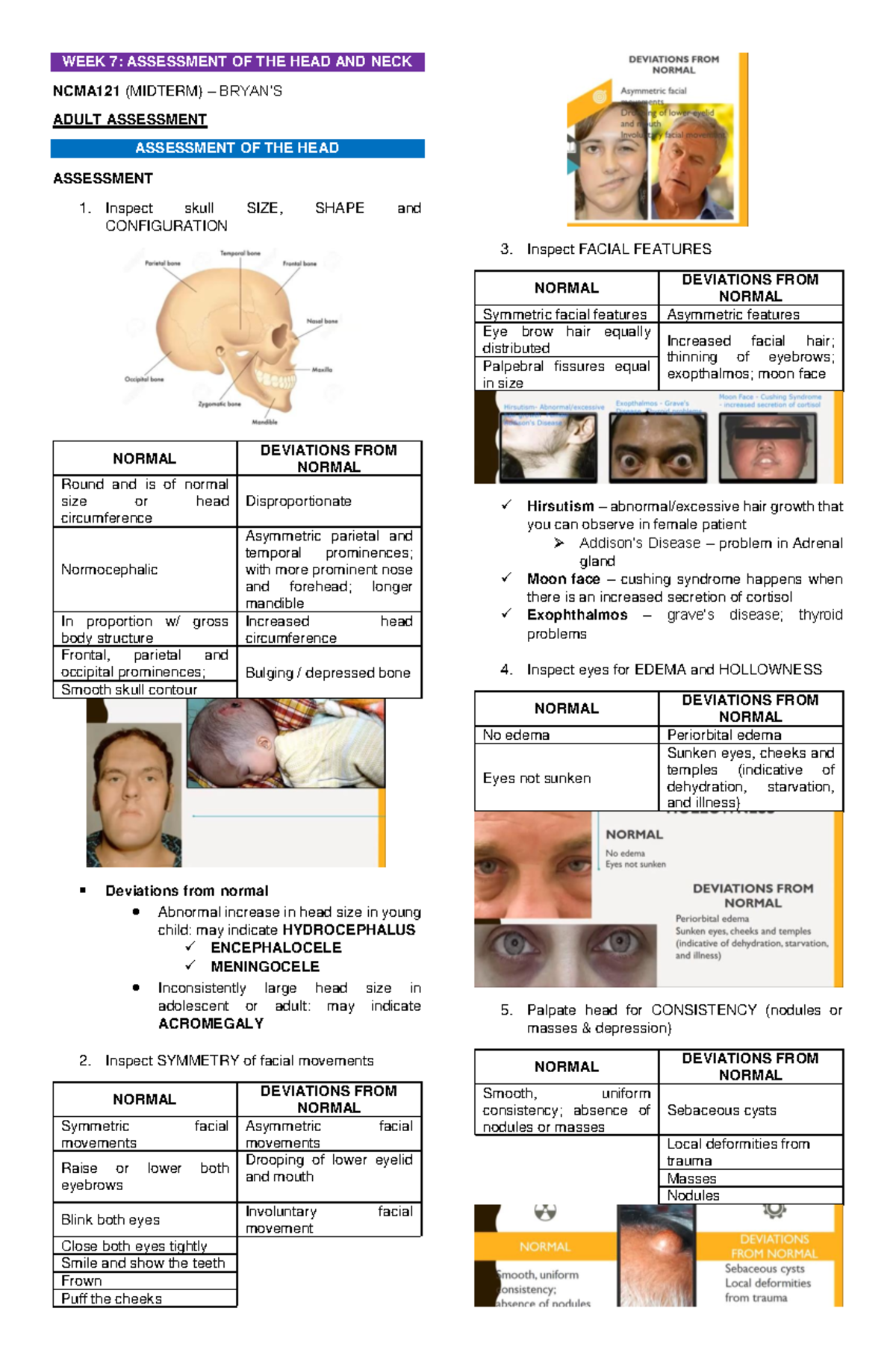 Assessment of the Head and Neck - WEEK 7: ASSESSMENT OF THE HEAD AND ...
