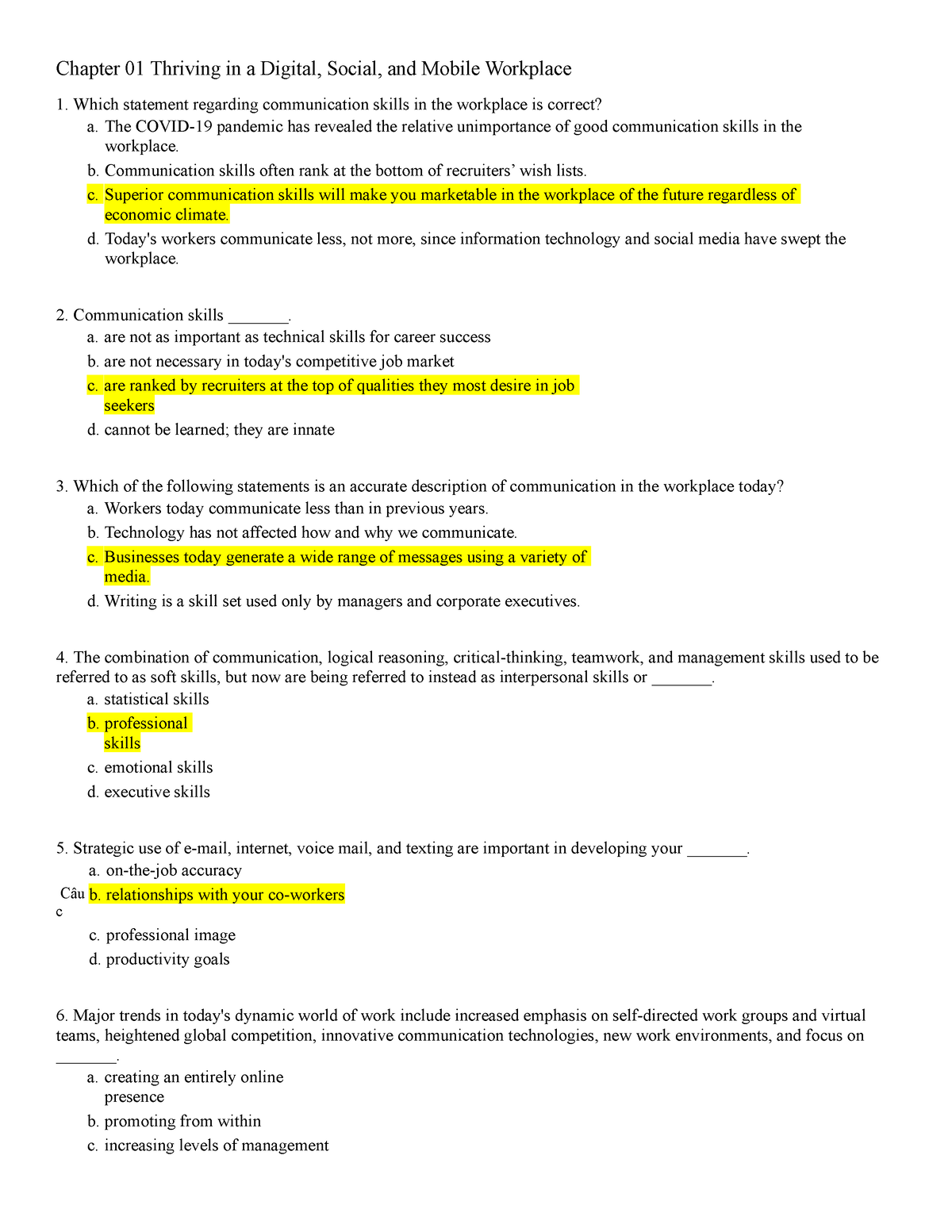 MCQ C1 - MCQ C1 - Chapter 01 Thriving in a Digital, Social, and Mobile ...