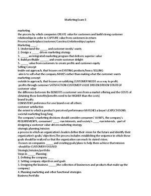 Marketing Chapter 5 - A) Consumer Market B) Market Offering C) Market ...