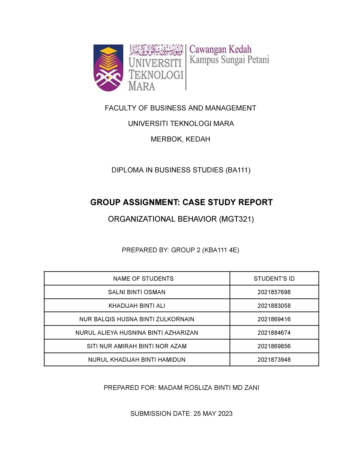 MGT32I CASE Study - For Assignment Purpose. - FACULTY OF BUSINESS AND ...