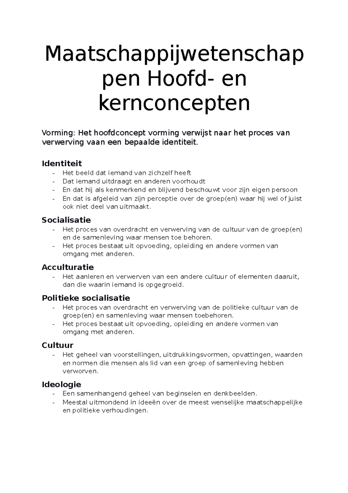 Maatschappijwetenschappen Kern- En Hoofdconcepten ...