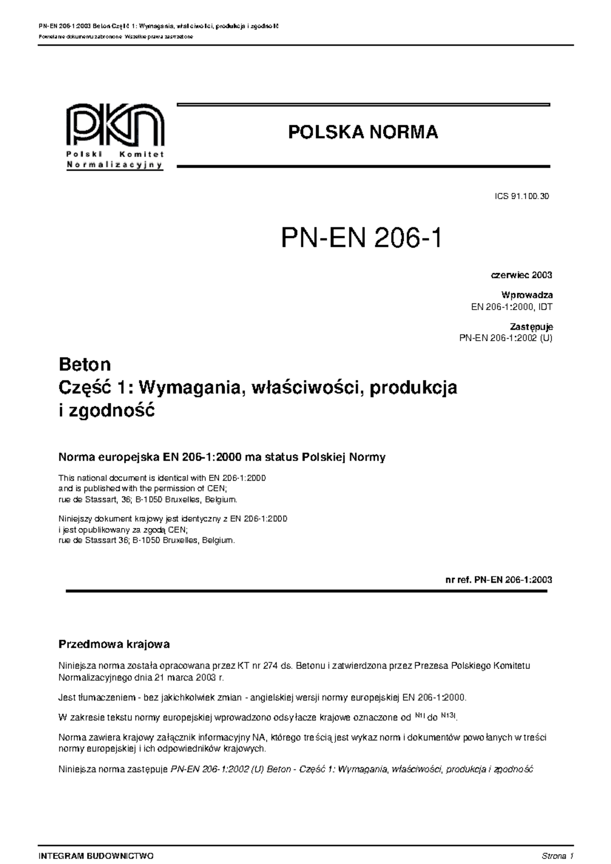 Pn En Beton Wymagania Wlasciwosci Produkcja I Zgodnosc Polska Norma Ics Pn En