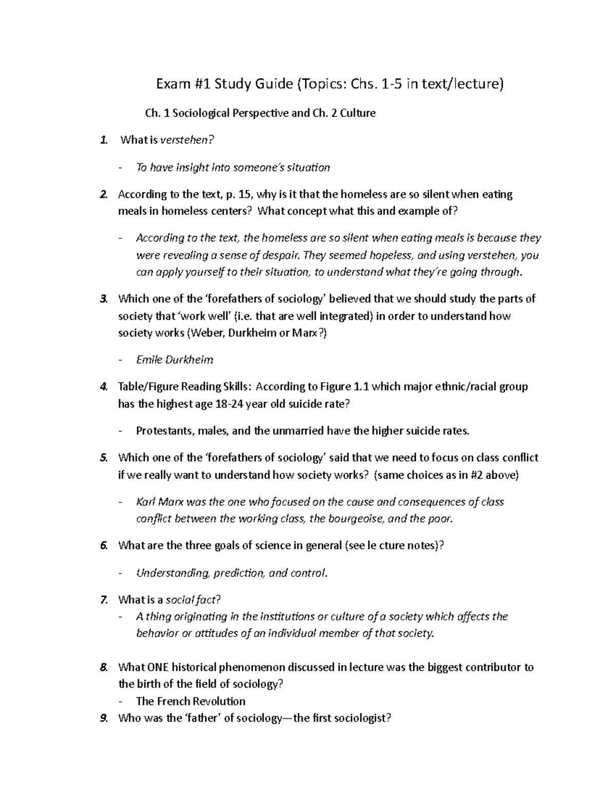 Study Guide EXAM 1 2022 QQ - Exam #1 Study Guide (Topics: Chs. 1-5 in ...