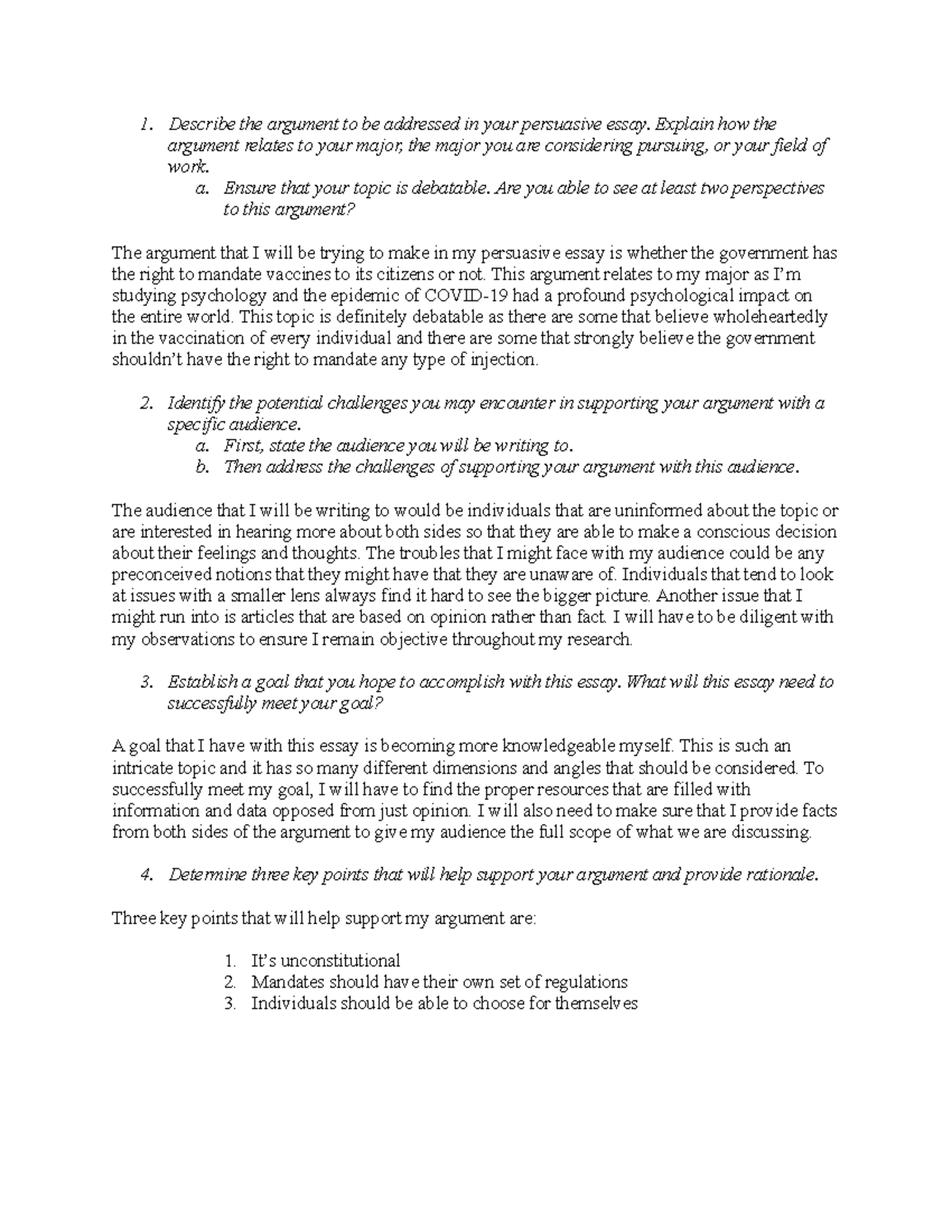 Eng 123 3-6 - Mod 3.6 - Describe the argument to be addressed in your ...