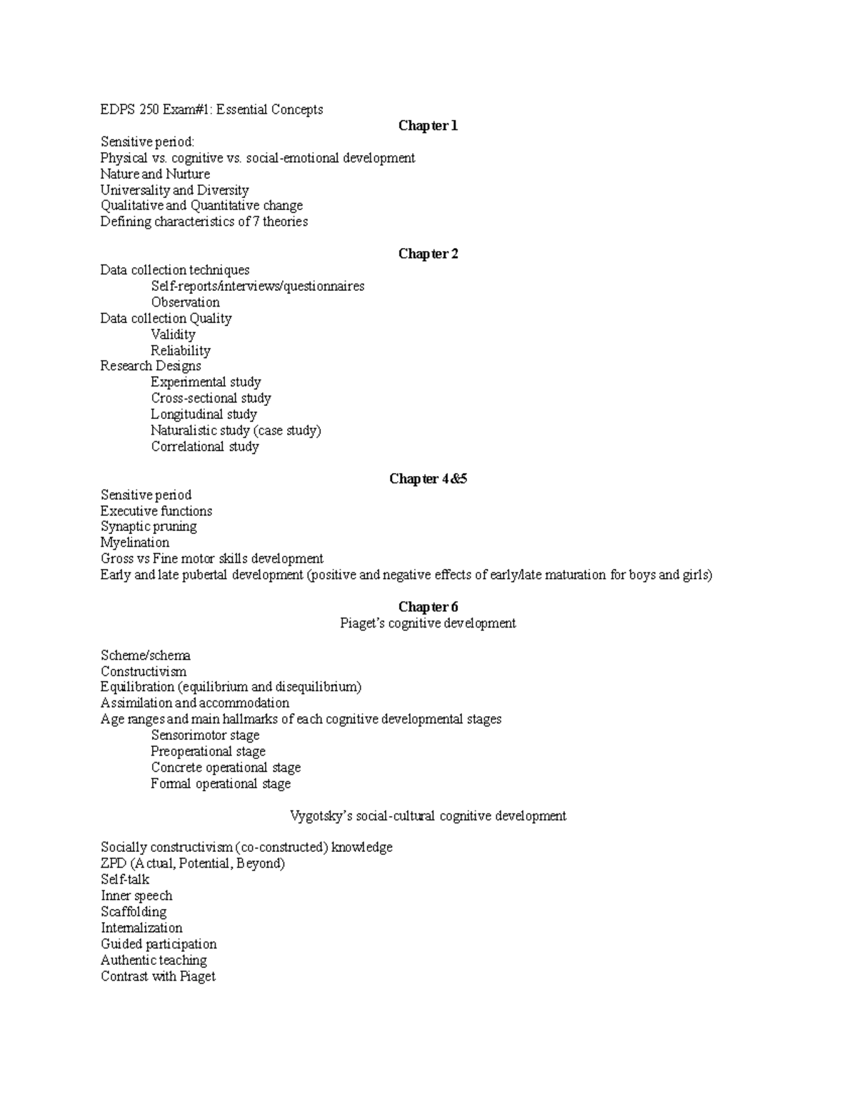 Exam 1-study guide - EDPS 250 Exam#1: Essential Concepts Chapter 1 ...