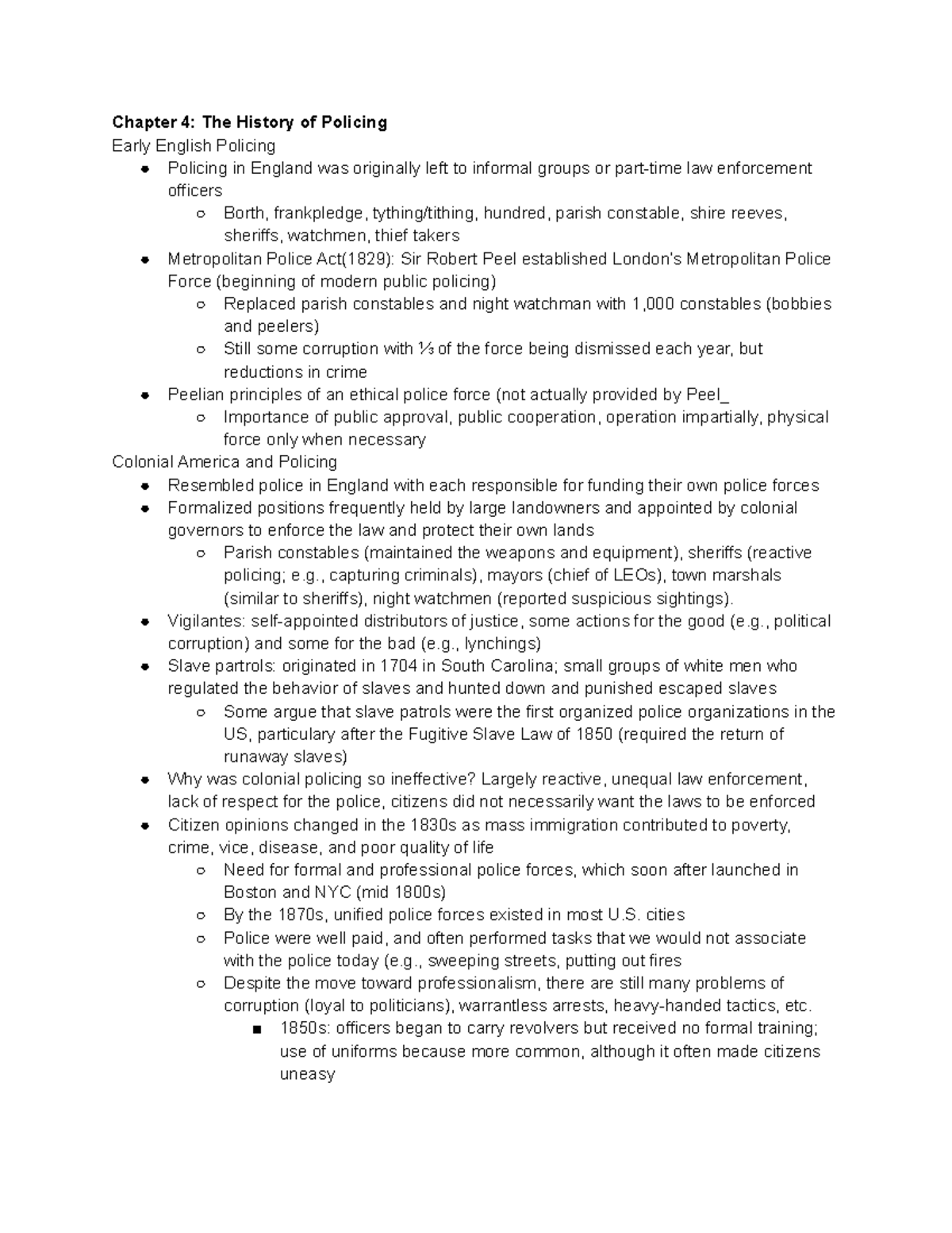 Unit 2 Criminal Justice - Chapter 4: The History Of Policing Early ...