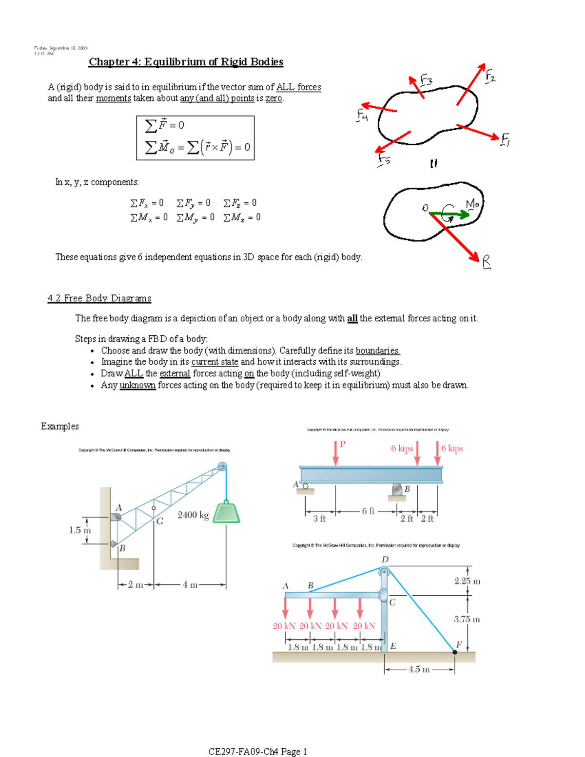CE297-Ch4 - Lecture notes - Chapter 4: Equilibrium of Rigid Bodies A ...