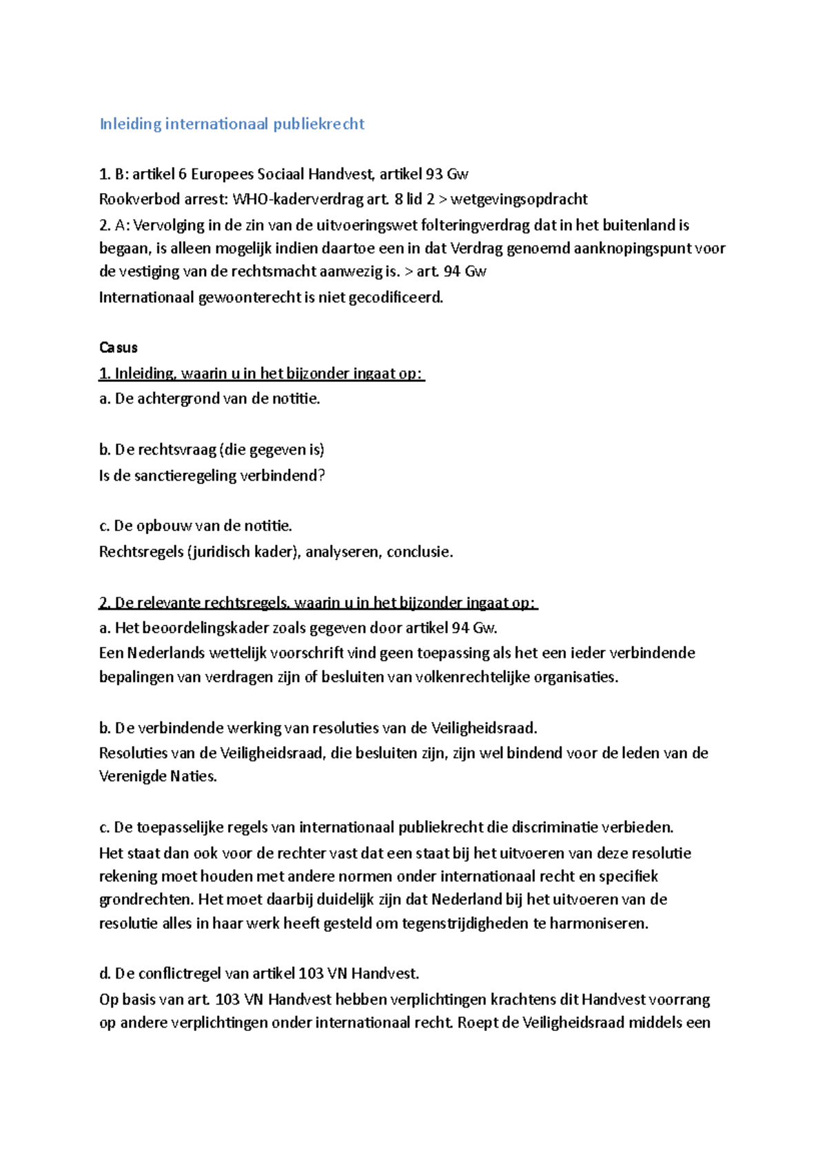 Intern Publ Week 1 - Inleiding Internationaal Publiekrecht 1. B ...