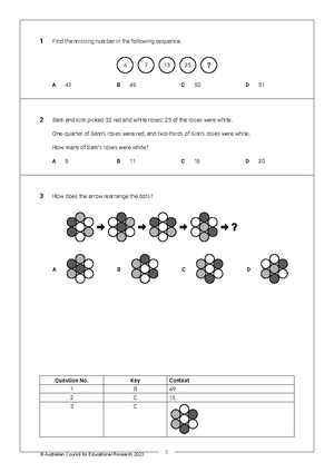Selective School Mathematics Sample test 1 - Answers- Year 9 Entry ...