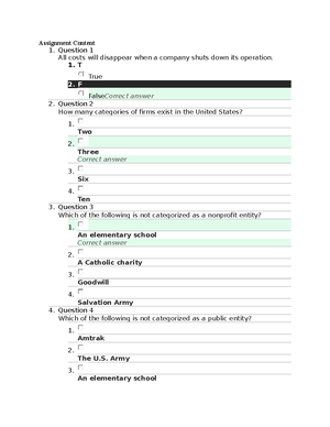 Module 6 Assessment - Assignment Content 1. Question 1 All costs will ...
