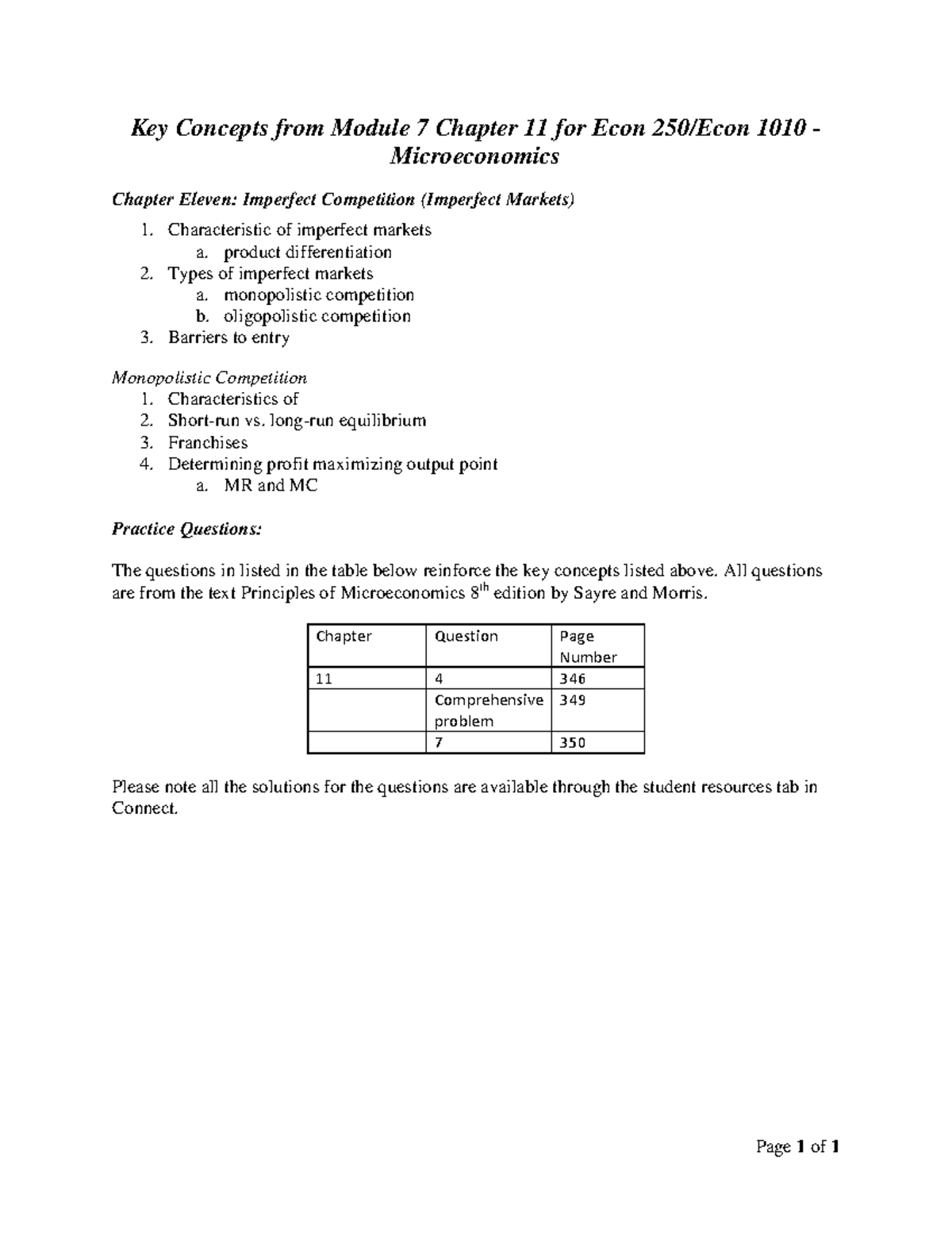 Key Concepts from Module 6 Chapter 8 Econ 250 Econ 1010 - Key Concepts ...