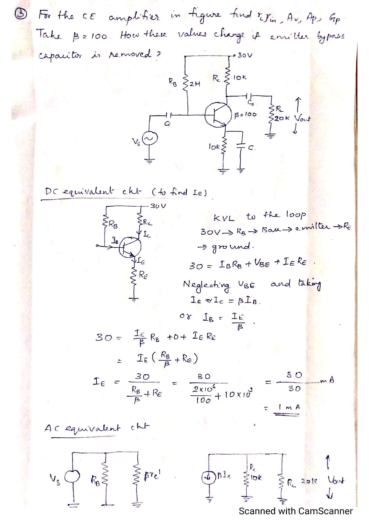 Problems- transistor- gain of ce amp - Physics - Studocu