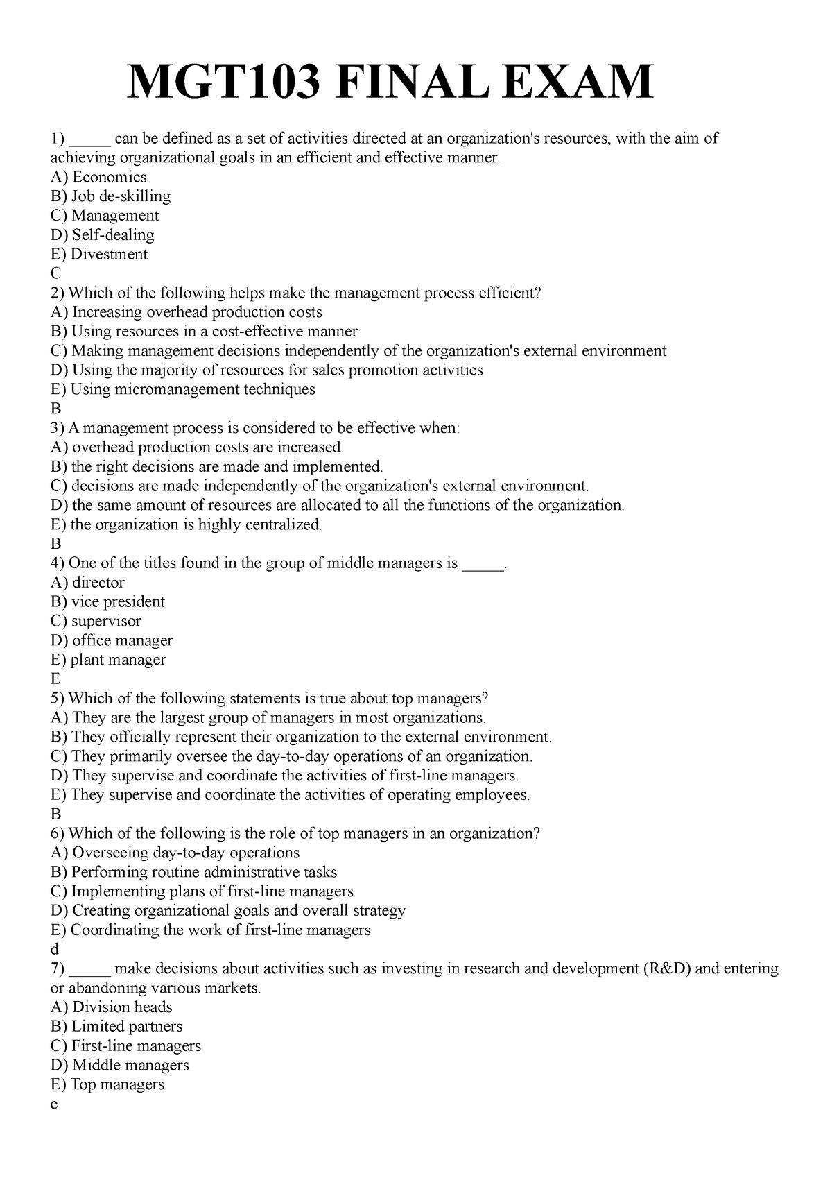 MGT103 Final EXAM - Important - MGT103 FINAL EXAM _____ Can Be Defined ...