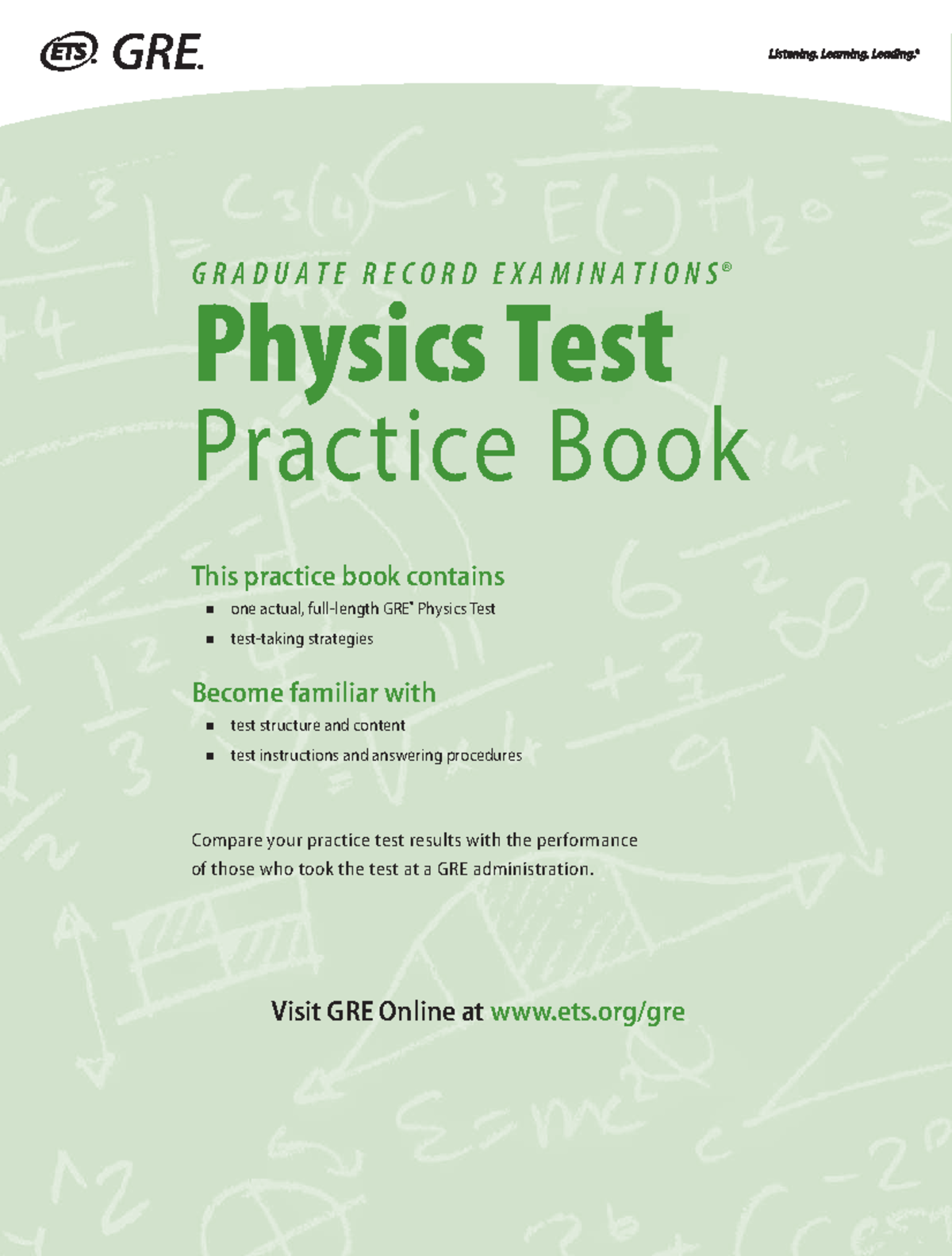 GRE Physics Test Practice Book - G R A D U A T E R E C O R D E X A M I ...