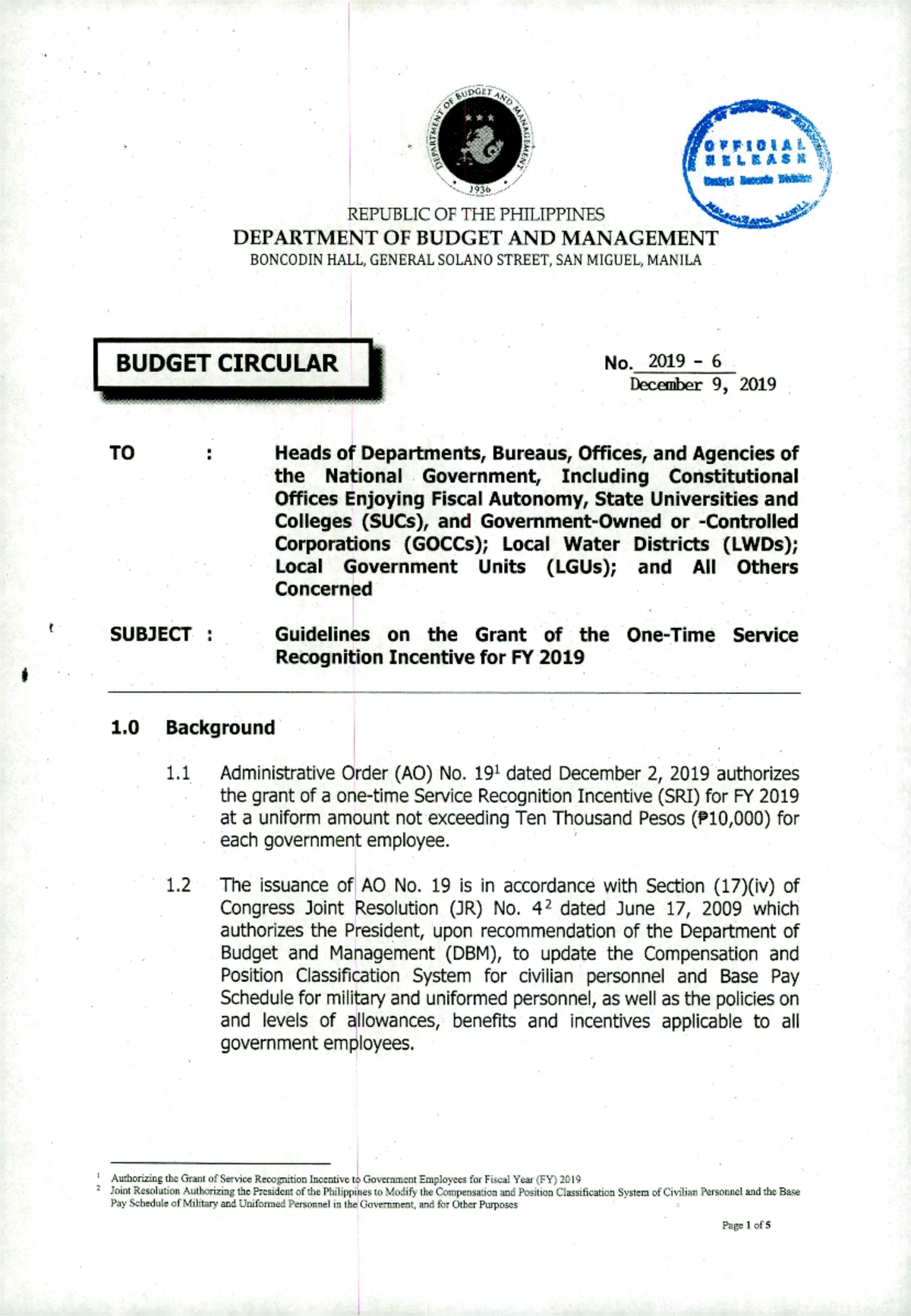 Buget- Circular-NO - Tnnnn - S U 10 I A KZLMASA REPUBLIC OF THE ...