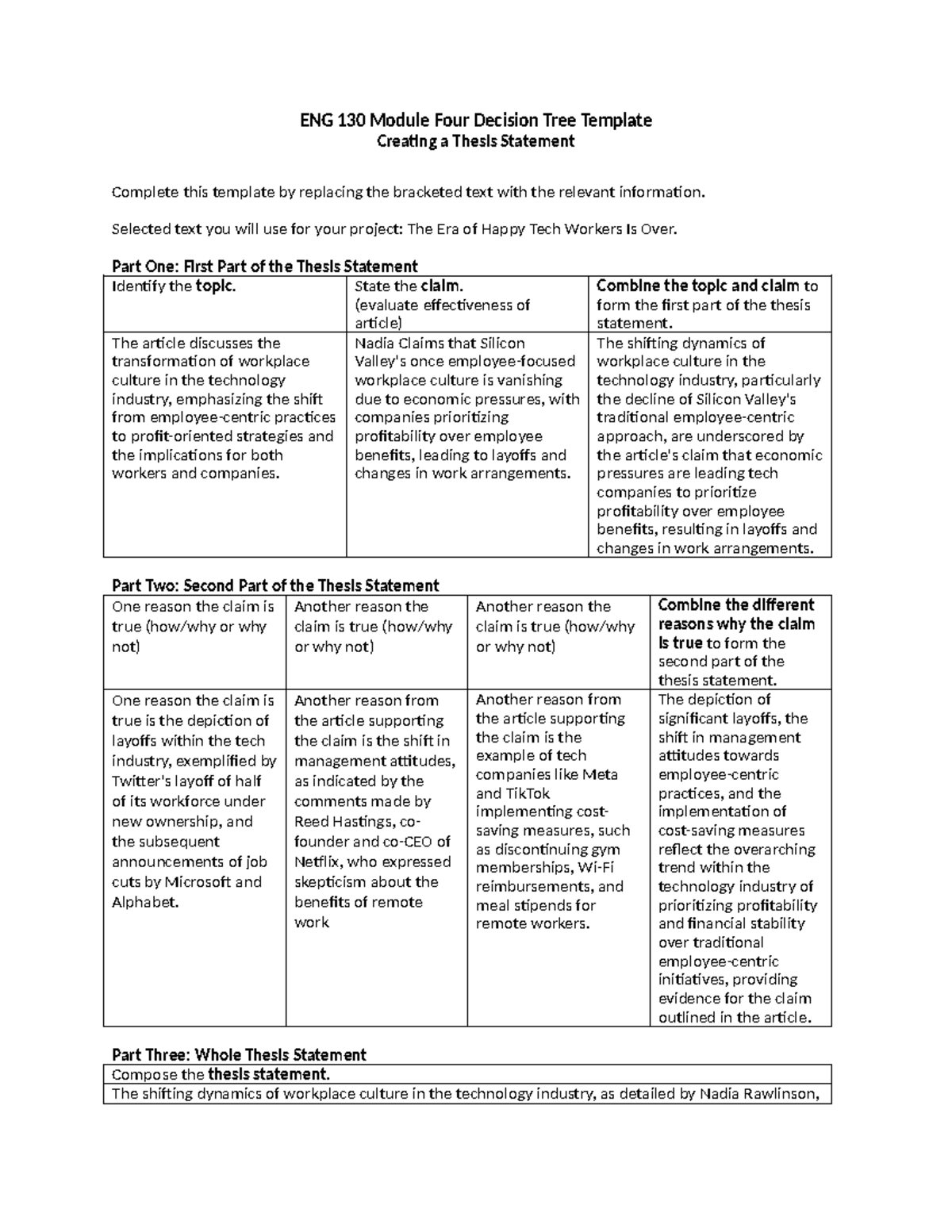 ENG 130 Module Four Decision Tree Template - ENG 130 Module Four ...