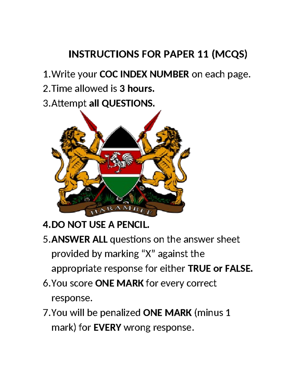 COC SOFT COPY 2009 - Revision Papers - INSTRUCTIONS FOR PAPER 11 (MCQS ...