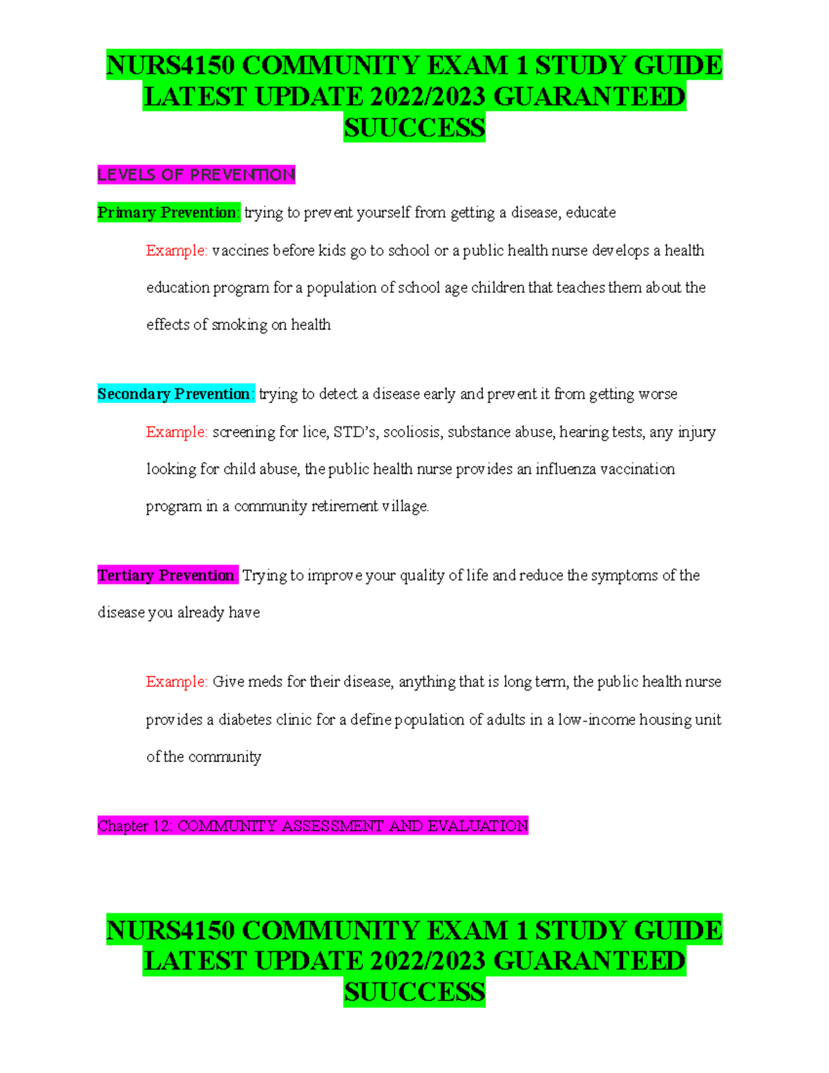 Community Exam 1 Study Guide.docx (1) - Copy - LATEST UPDATE 2022/2023 ...