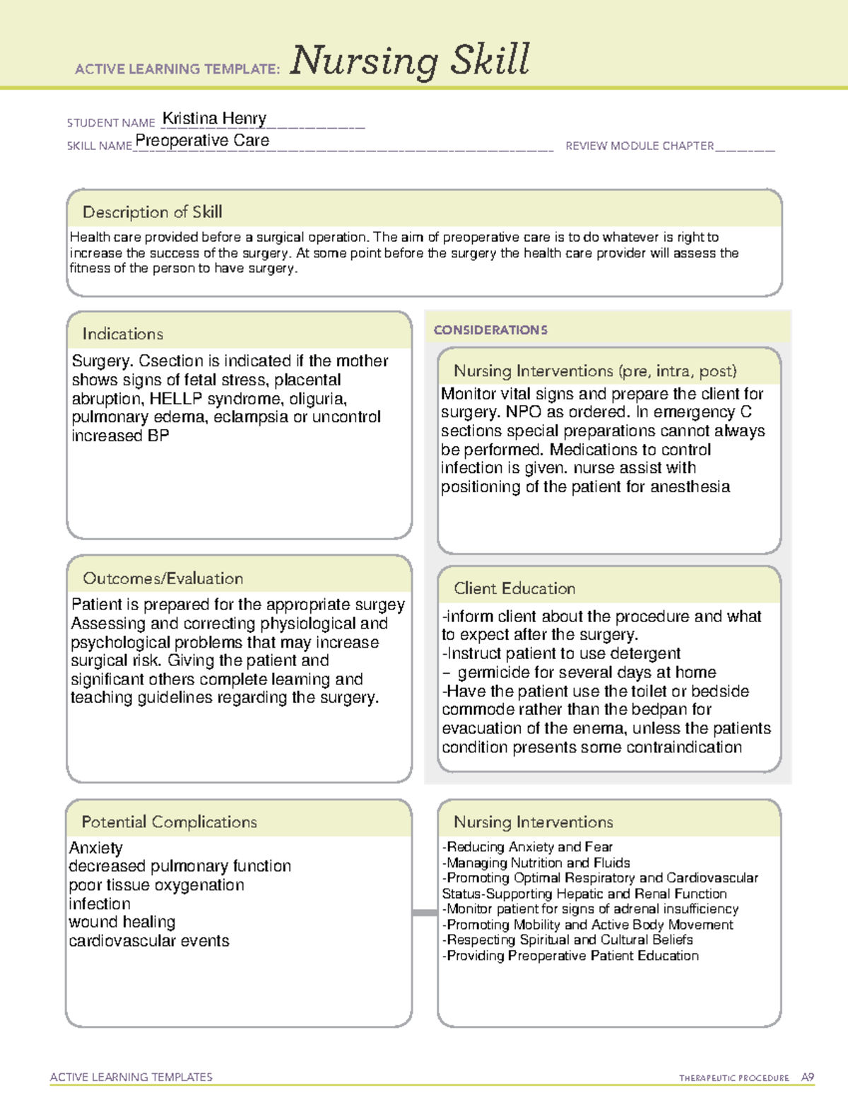 ATI Learning Template - Preoperative Care - ACTIVE LEARNING TEMPLATES ...