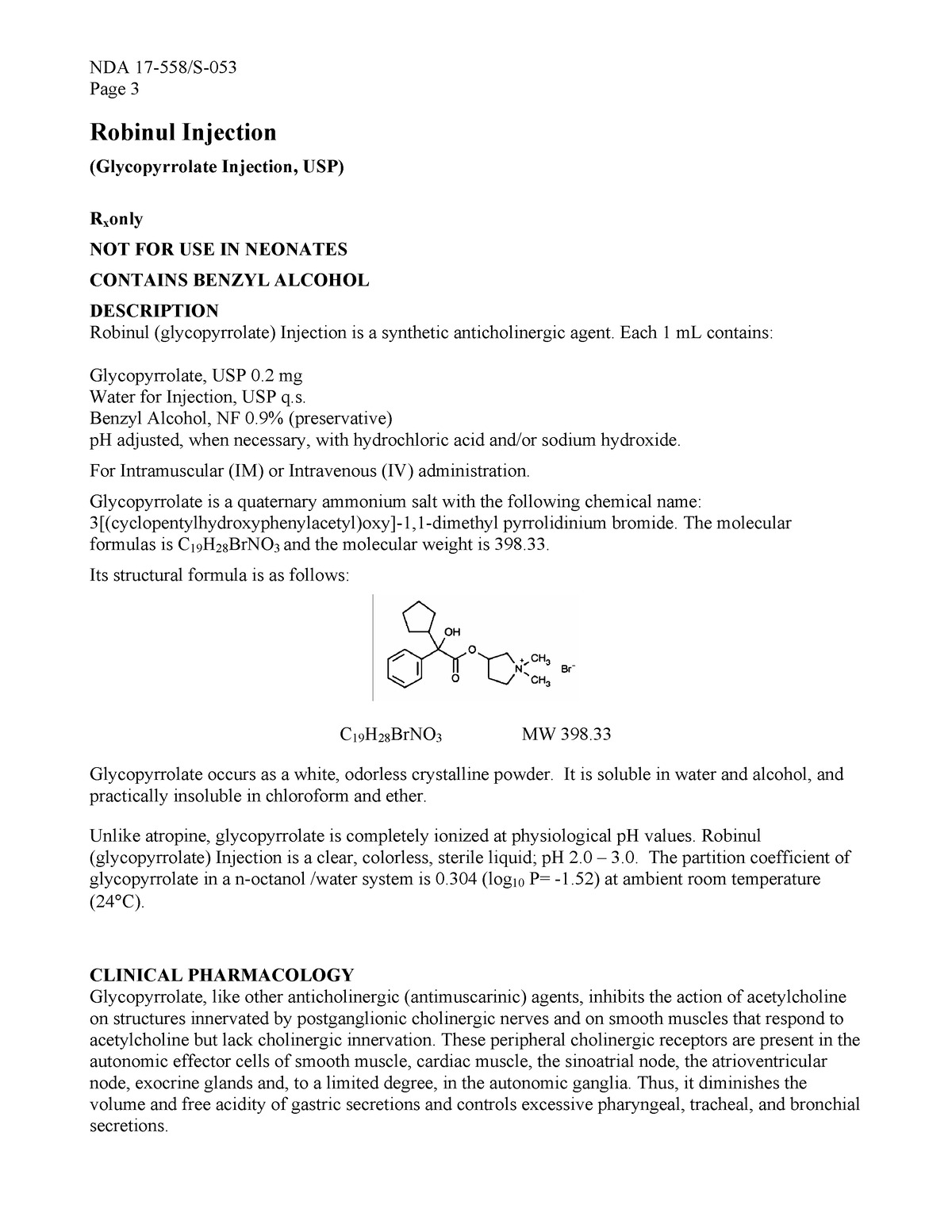 017558 s053lbl - It's about a drug called glycopyrrolate which given as ...