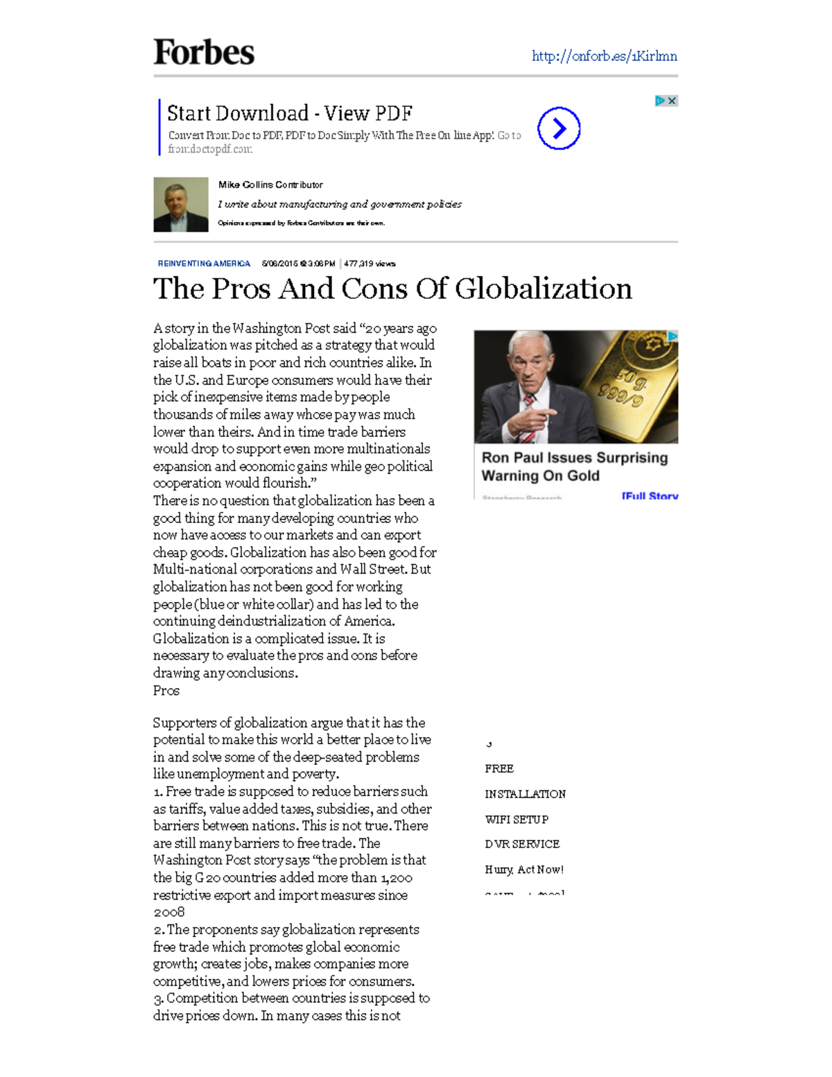 The Pros And Cons Of Globalization - Start Download - View PDF onforb ...