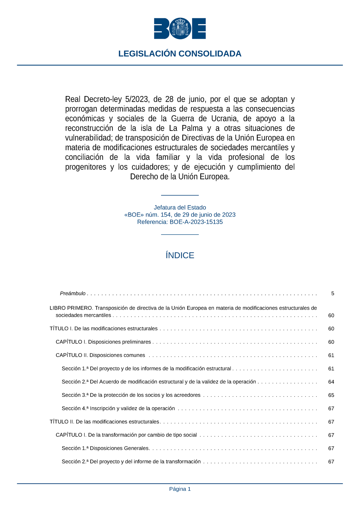 Modificaciones Estructurales De Soc Merc - Real Decreto-ley 5/2023, De ...