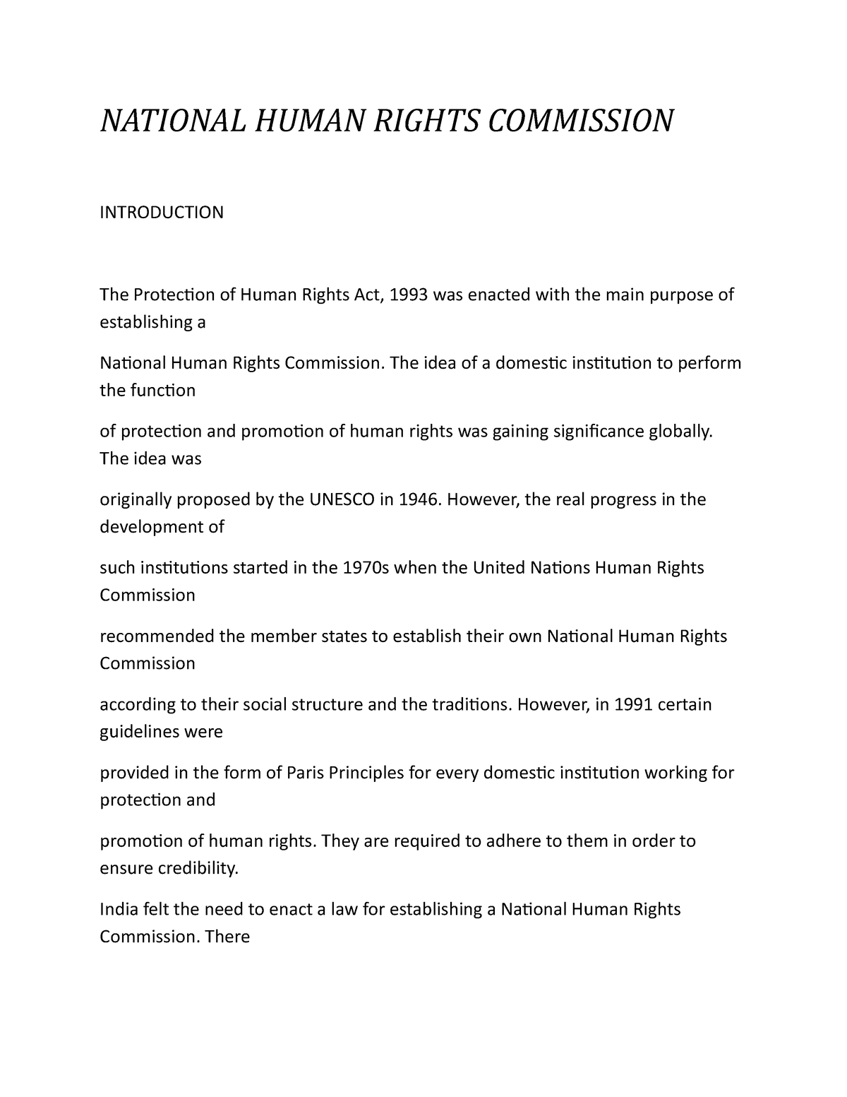 national human rights commission case study