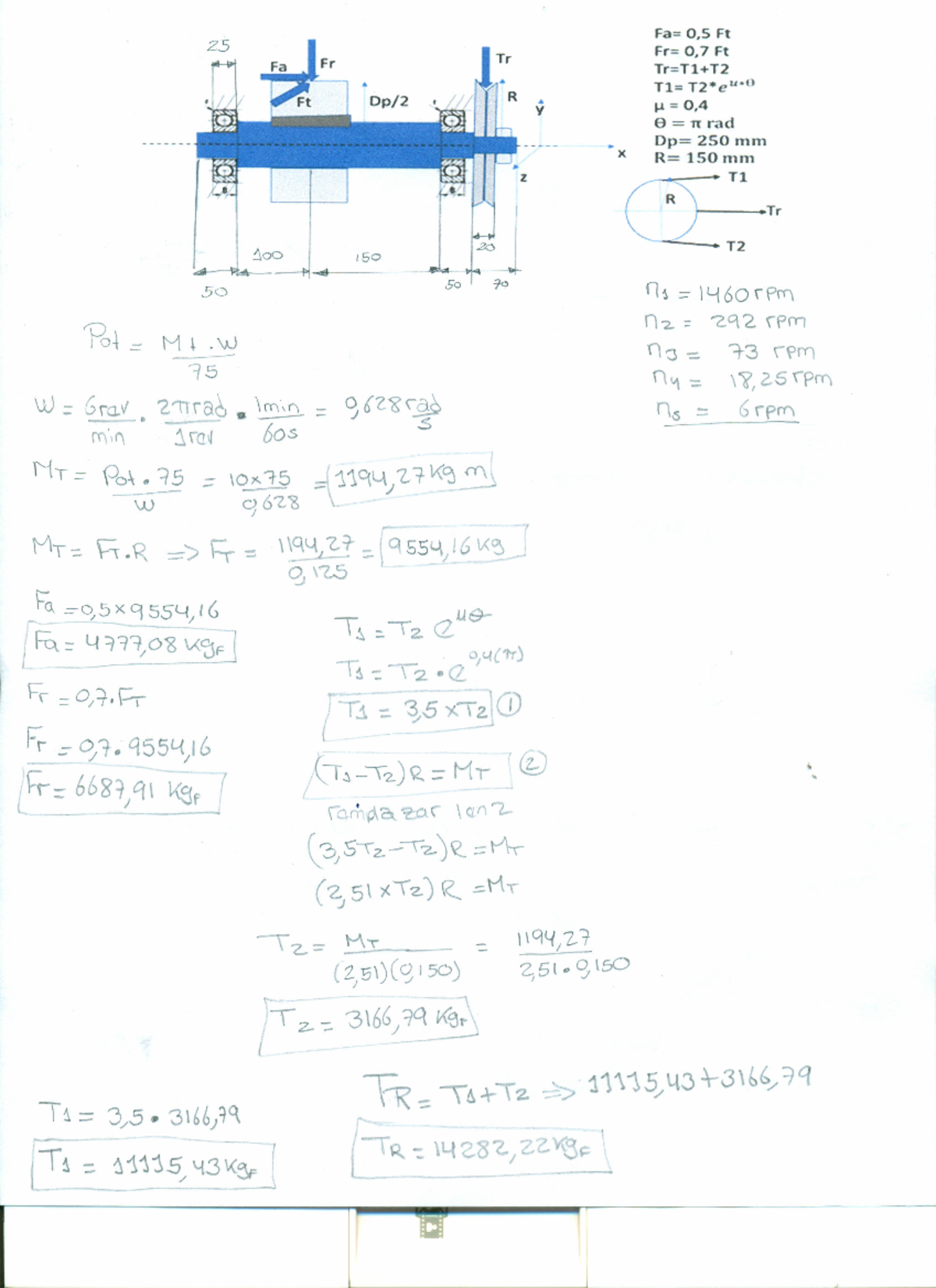 Examen 1 Elementos 1 EJERCICIOS Fa .1Fr 7 y.. Fa= 0,5 Ft Fr= 0,7 Ft