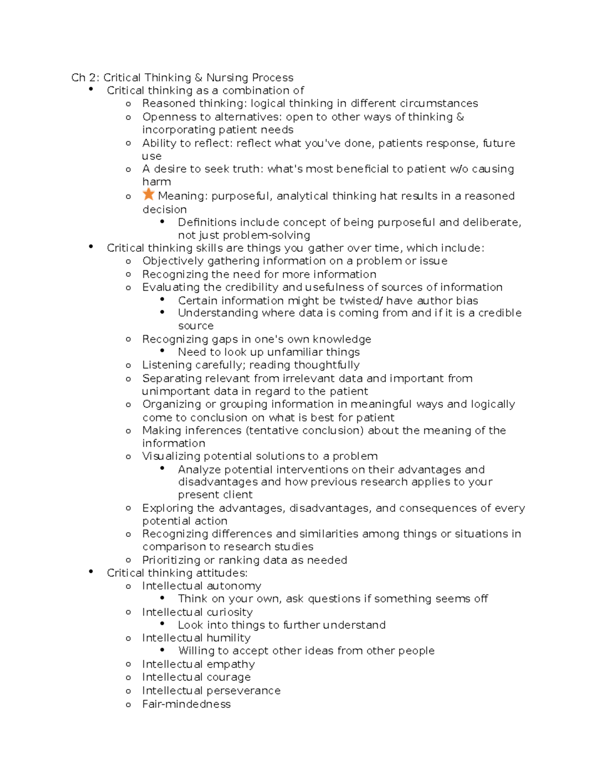 Critical Thinking And Nursing Process Ch 2 Critical Thinking And Nursing