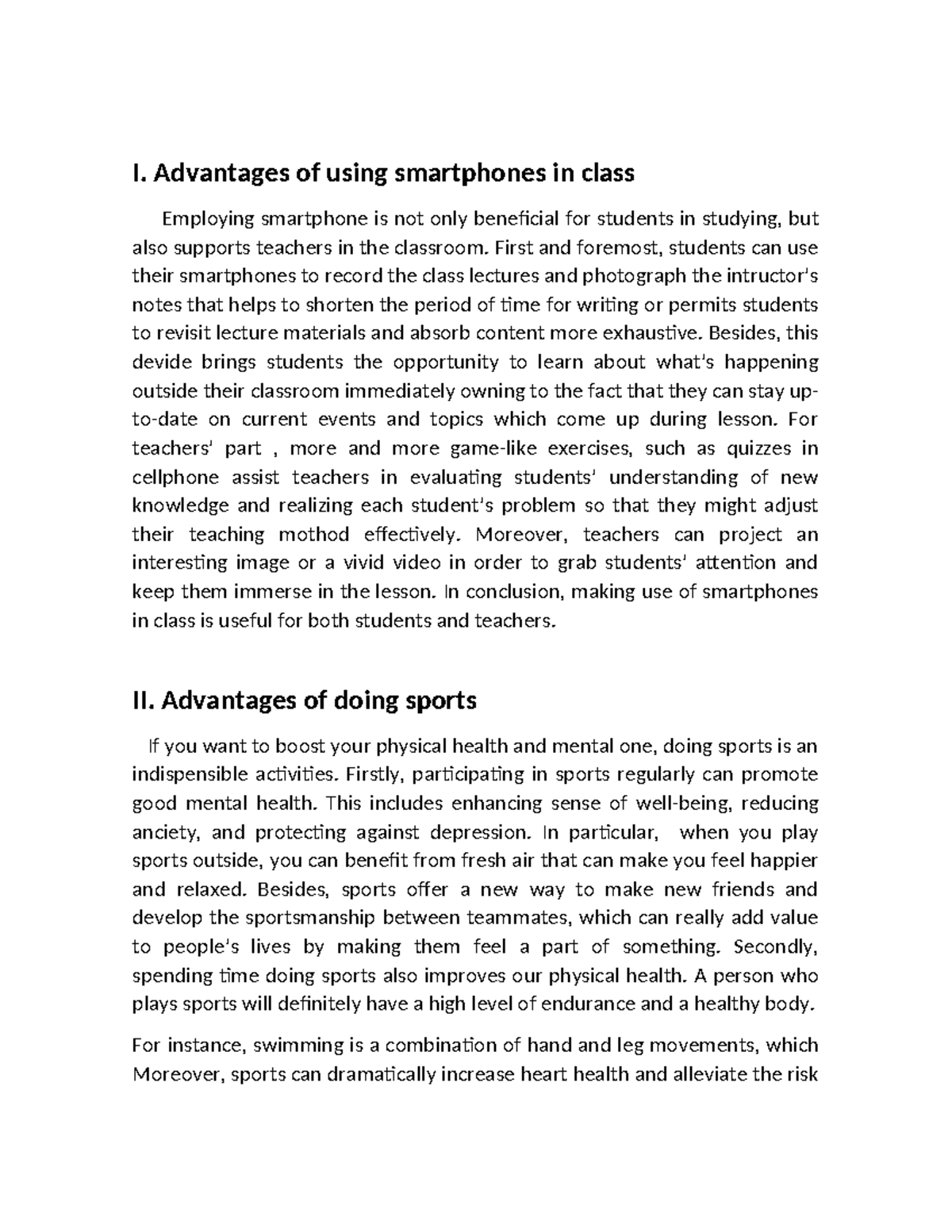 Advantages - I. Advantages of using smartphones in class Employing ...